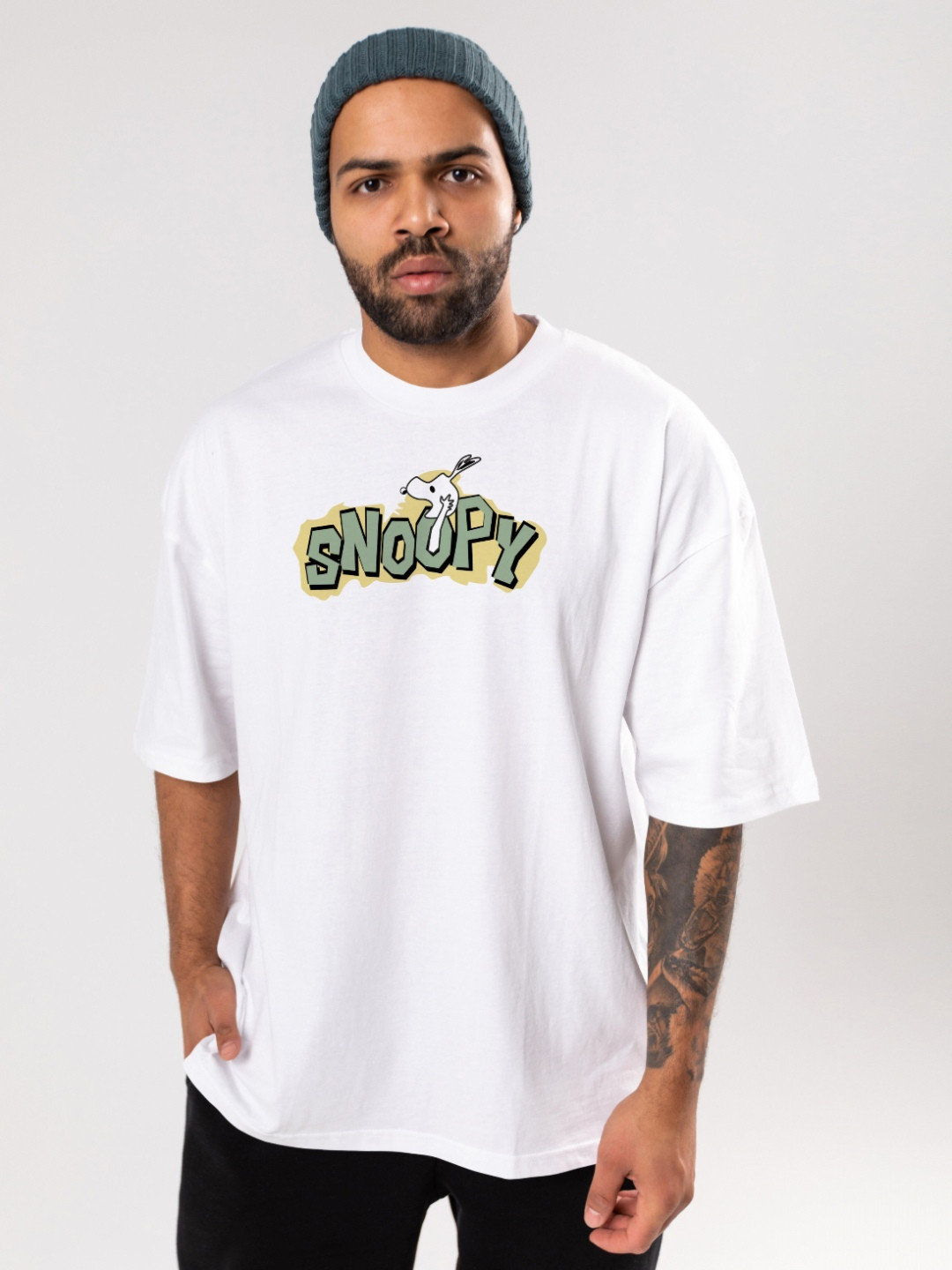 FLYIND VOGUE OUTFIT Men Snoopy Bio Finish Graphic Printed Cotton Oversized T-shirt