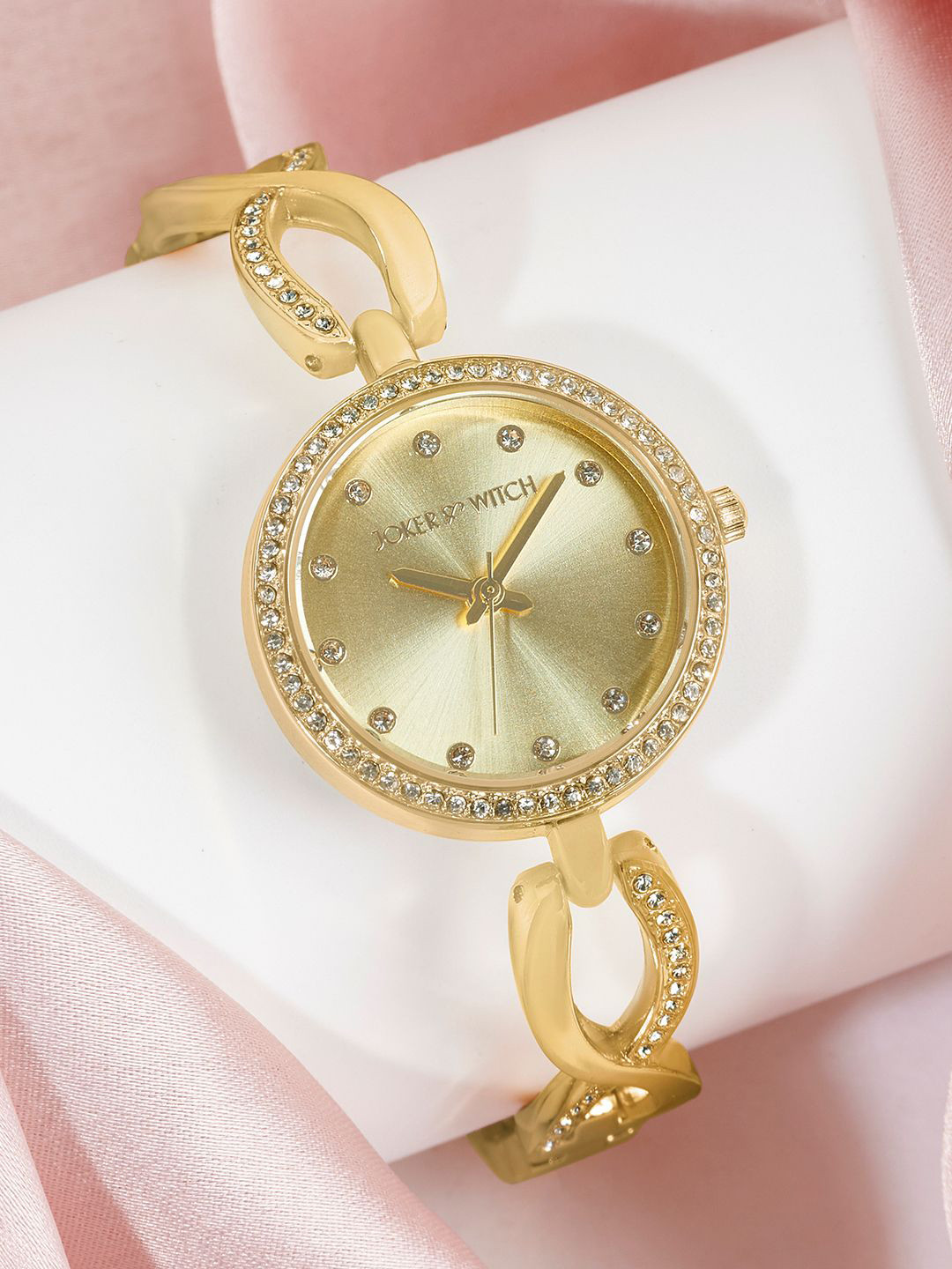 JOKER & WITCH Women Twisted Metallic Strap with Rhinestone Details AMWW1131