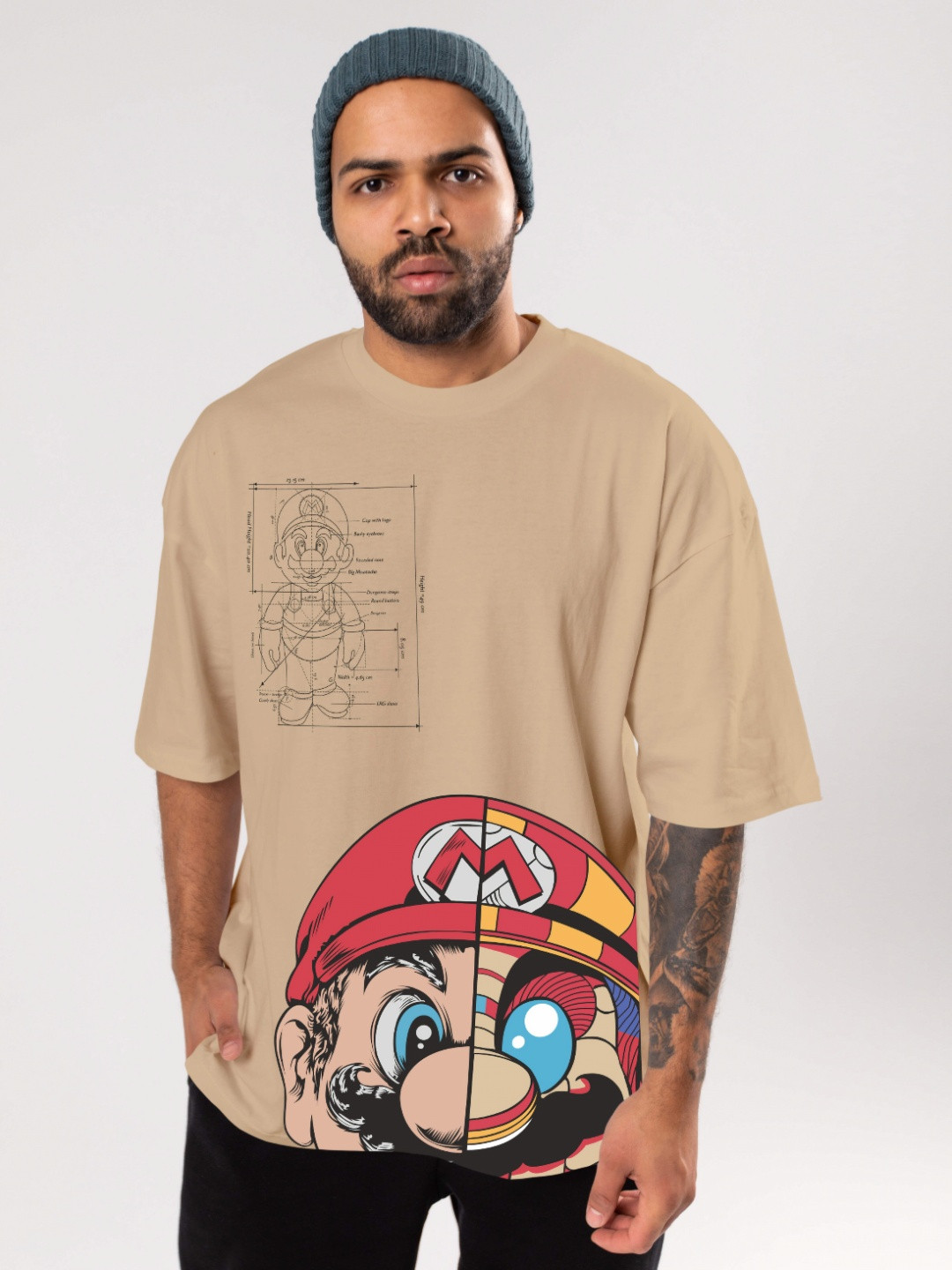 FLYIND VOGUE OUTFIT Men Super Mario Bio Finish Graphic Printed Cotton Oversized T-shirt