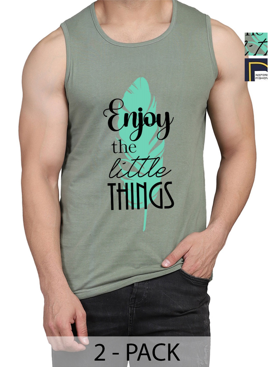 WOOSTRO Men Pack Of 2 Typography Printed Round Neck Cotton Slim Fit T-shirts