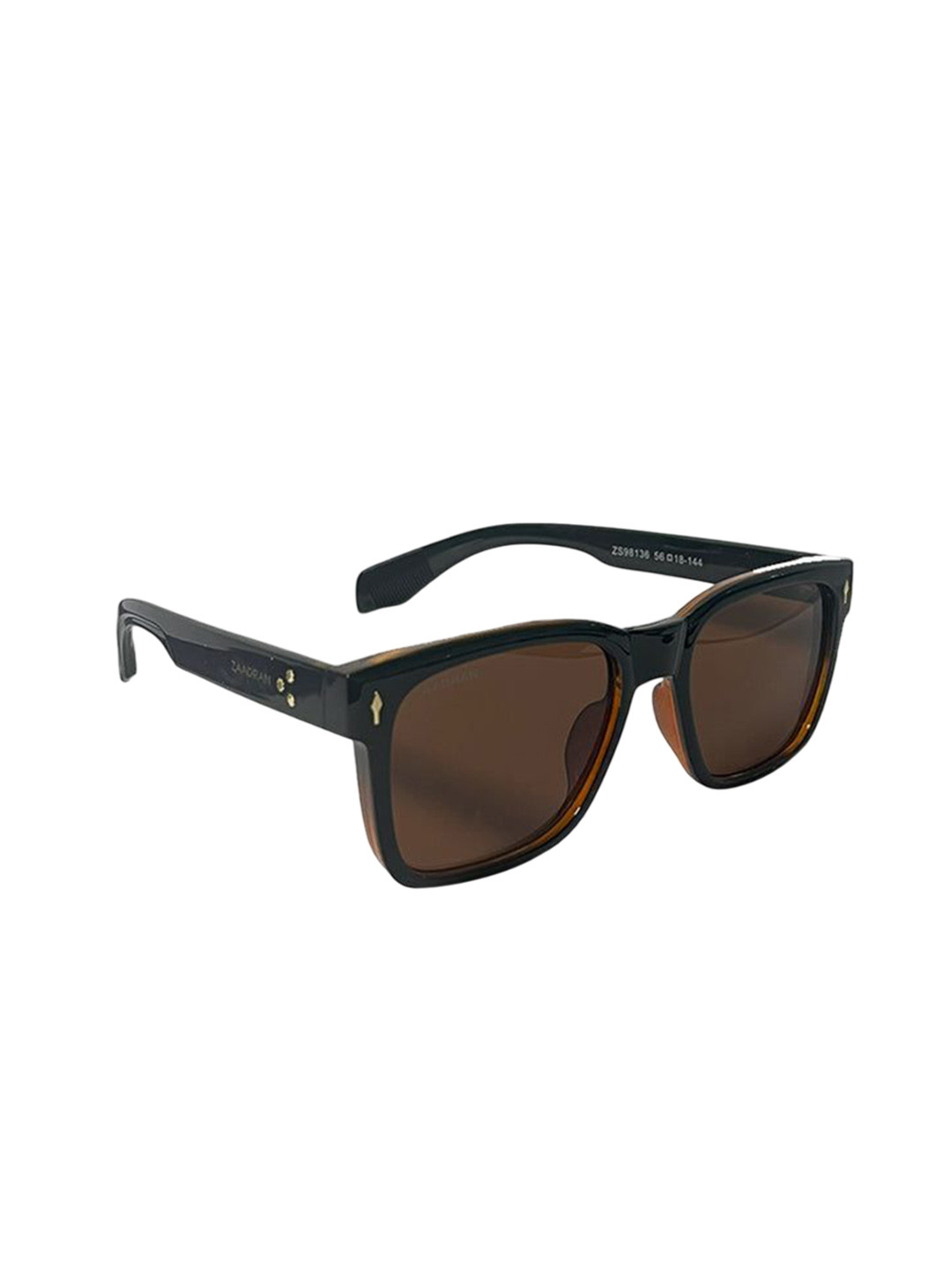 ZAADRAN Unisex Wayfarer Sunglasses with Polarised and UV Protected Lens ALMATY-BROWN-Brown
