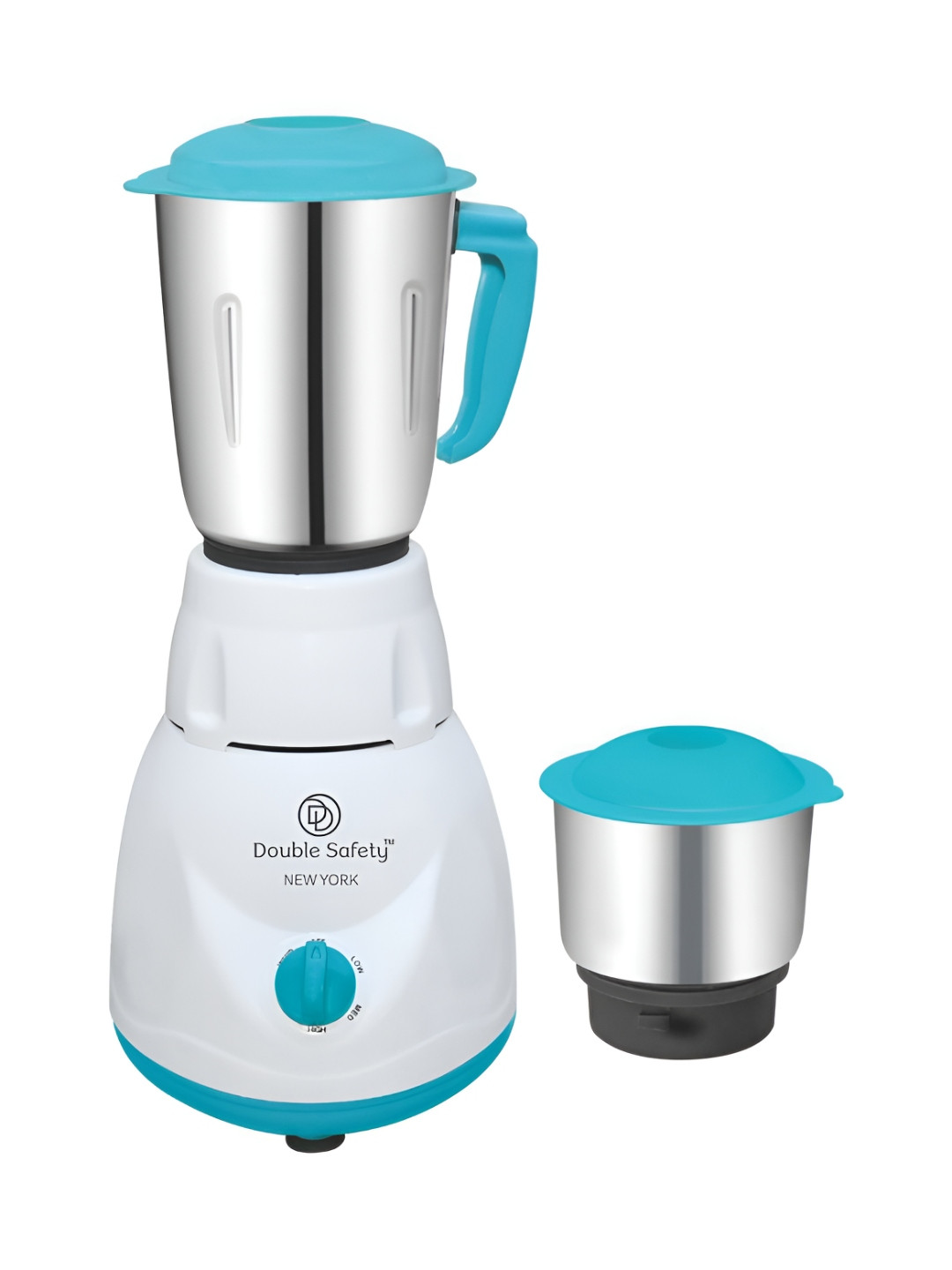 Double Safety New York Green Stainless Steel Anti Skid Feet 2 Jars Wet and Dry Grinder with Juicer-500W