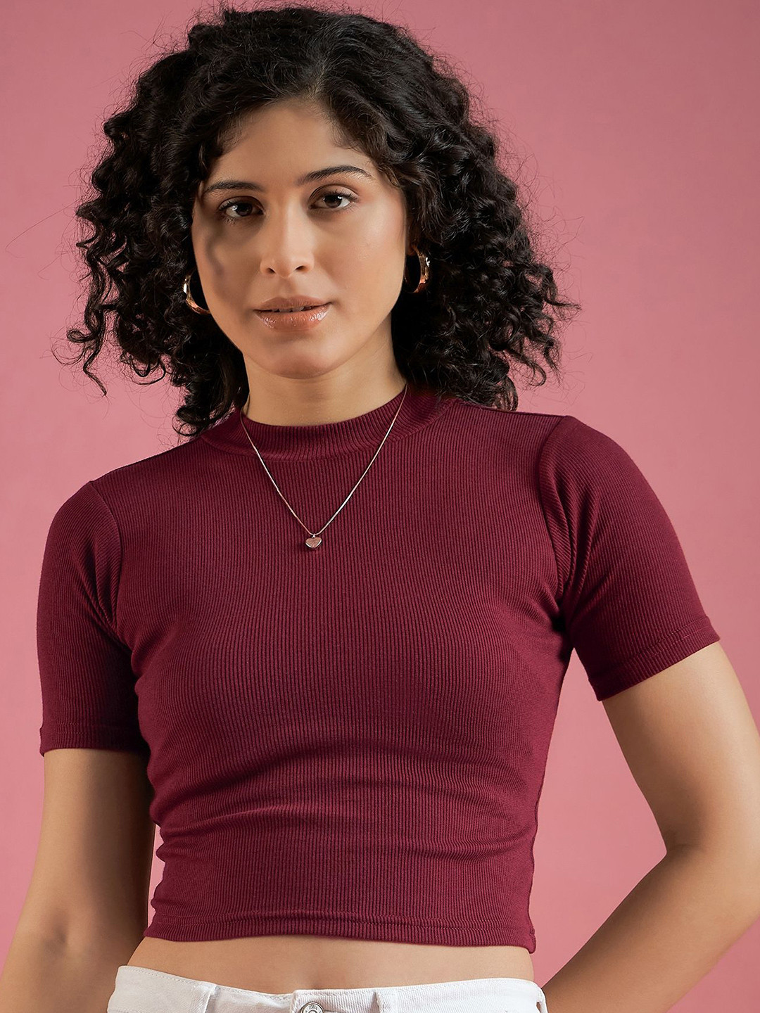 DressBerry Cotton Tank Round Neck Short Sleeves Crop Top