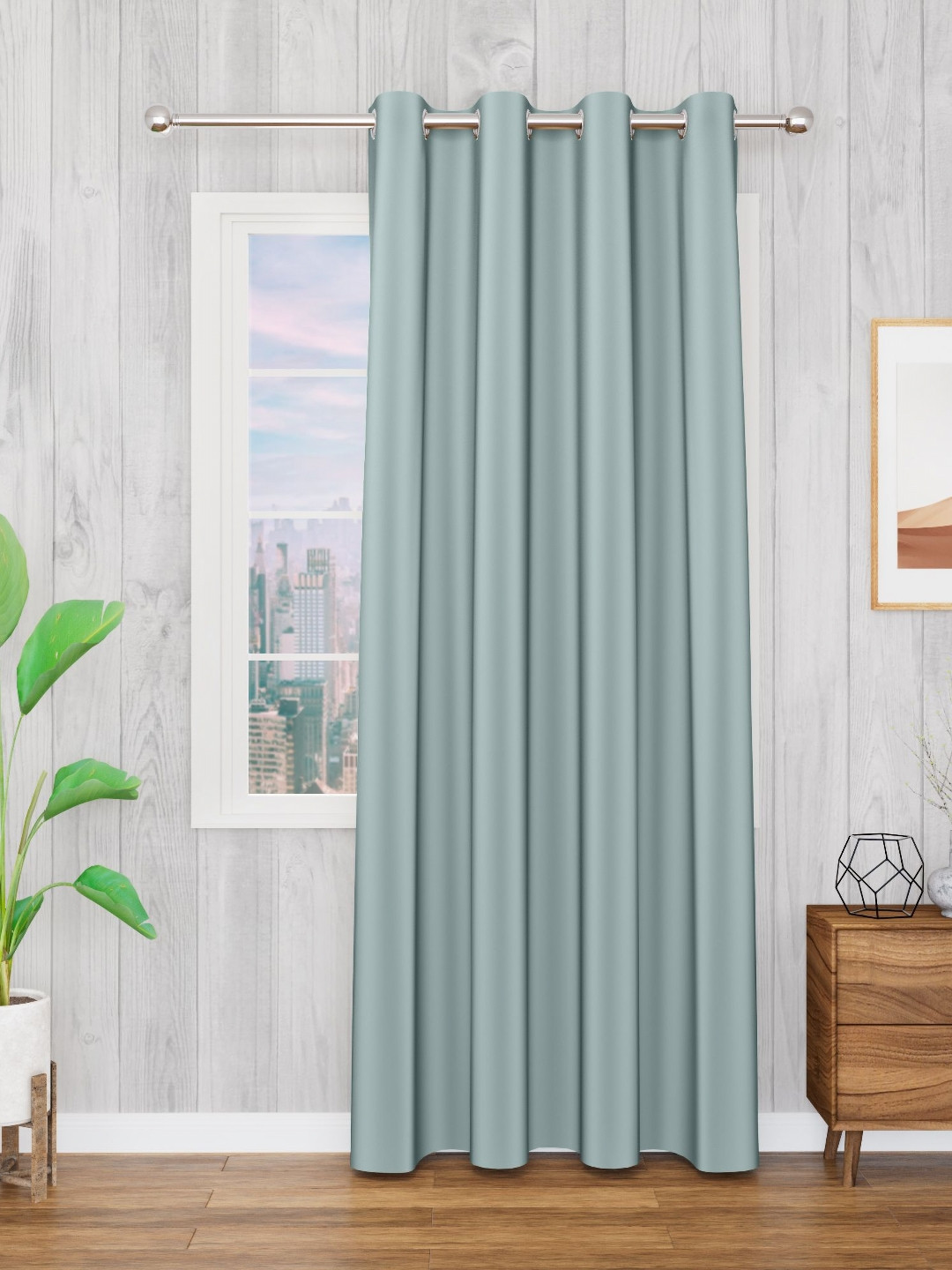 Myntra Elegant Homes Blue 1 Piece Black Out Window Curtain