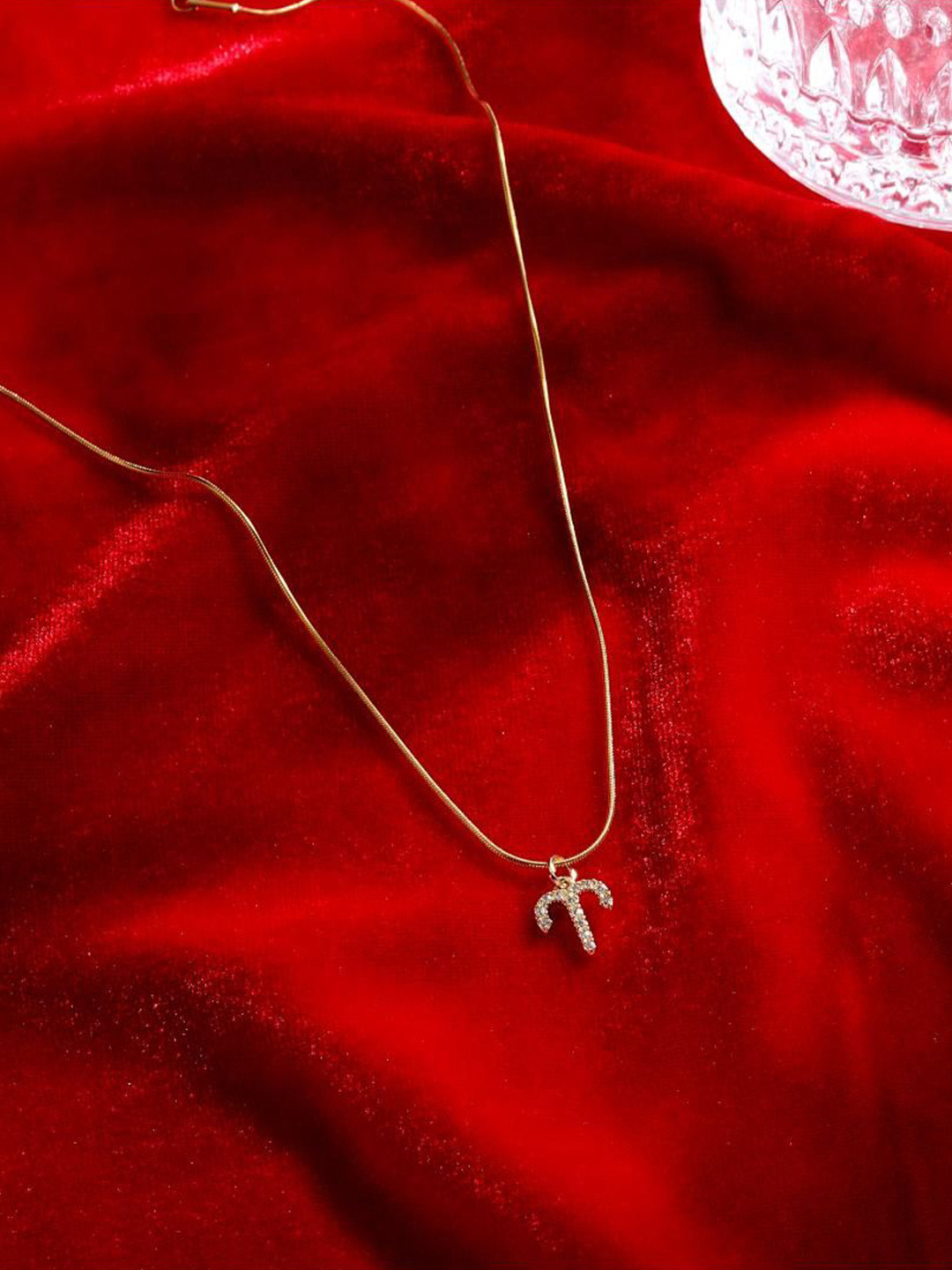 SALTY Cosmic Zodiac Contemporary Artificial Stone Studded Pendant with Chain