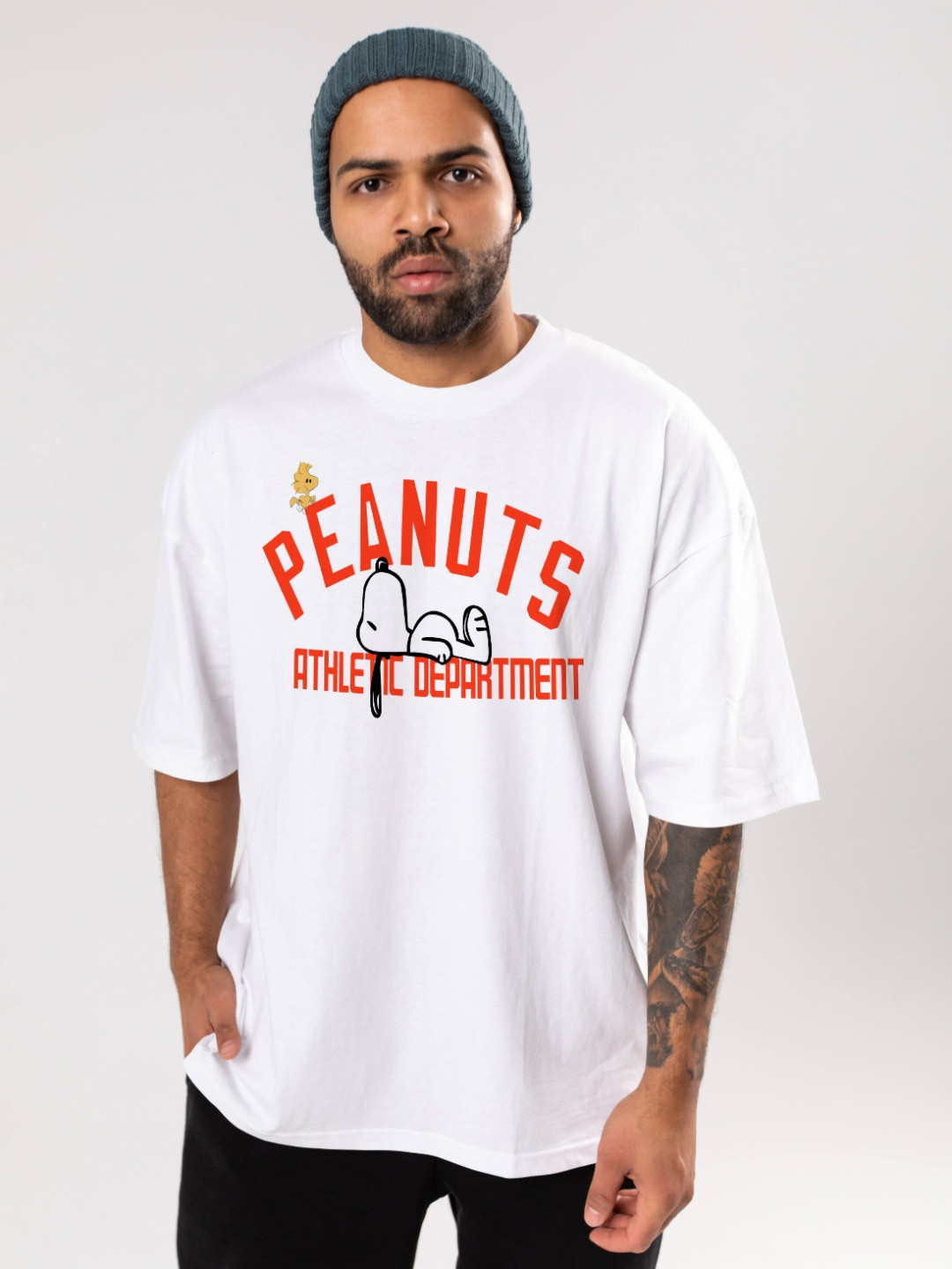FLYIND VOGUE OUTFIT Men Peanuts Bio Finish Graphic Printed Cotton Oversized T-shirt