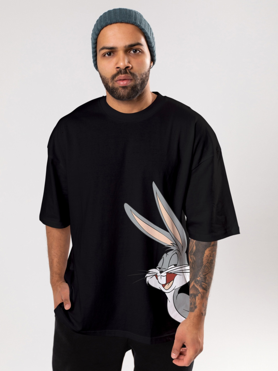 FLYIND VOGUE OUTFIT Men Bugs Bunny Bio Finish Graphic Printed Cotton Oversized T-shirt