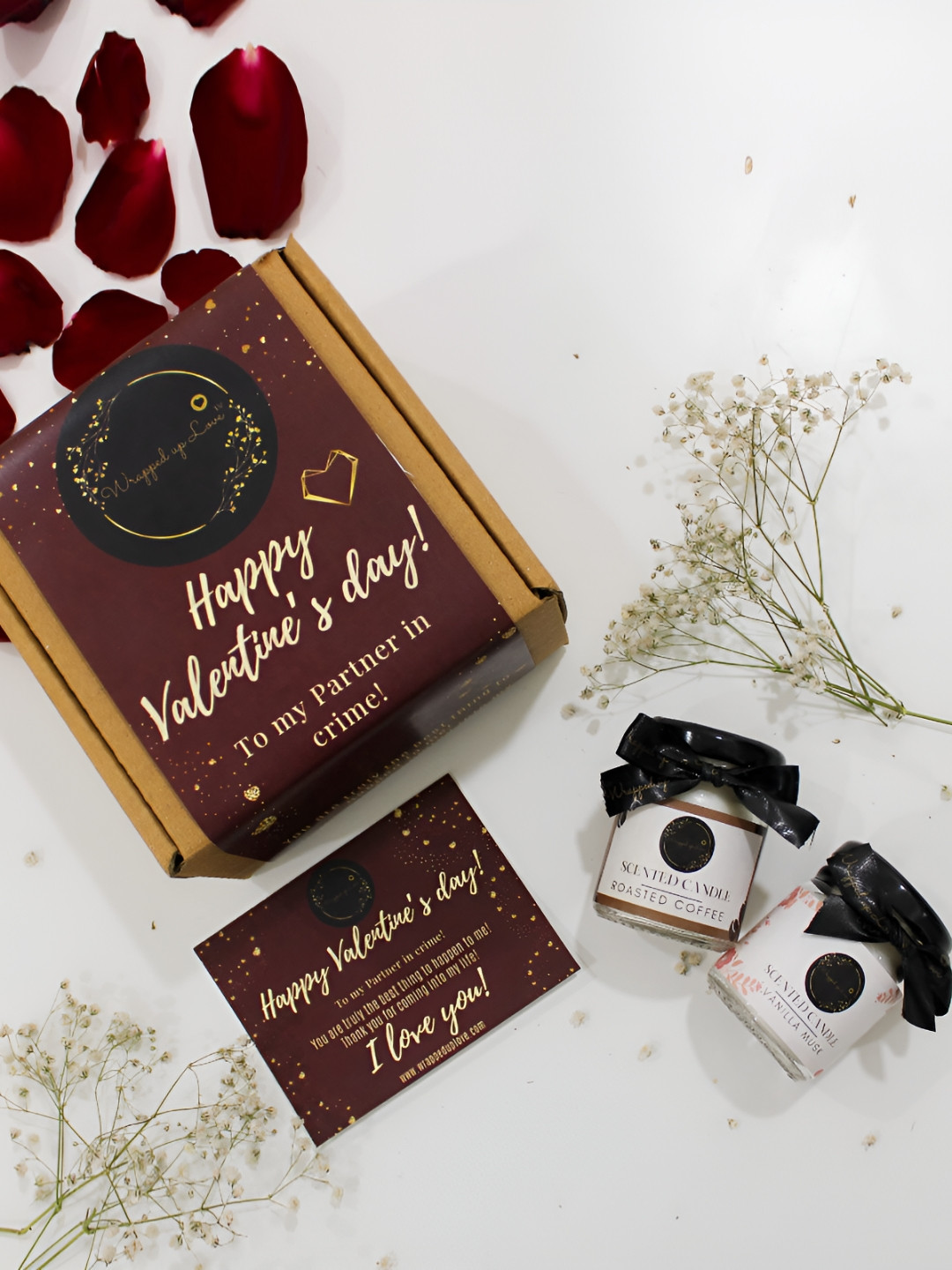 Wrapped up Love Valentine's Day Gifting Set 2Pcs Roasted Coffee and Vanilla Musk Jar Candles