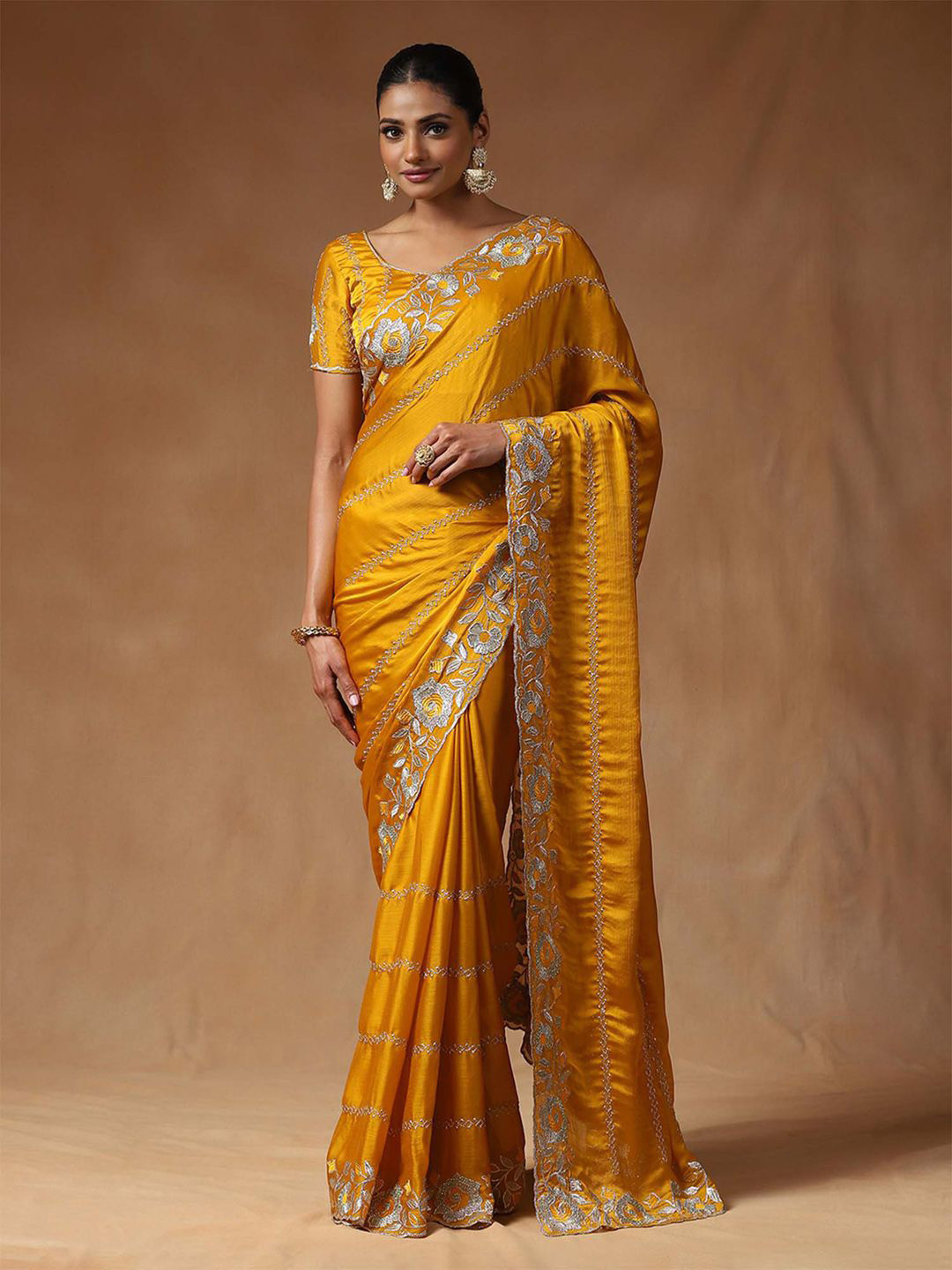 Saree mall Floral Embroidered Designer Sarees
