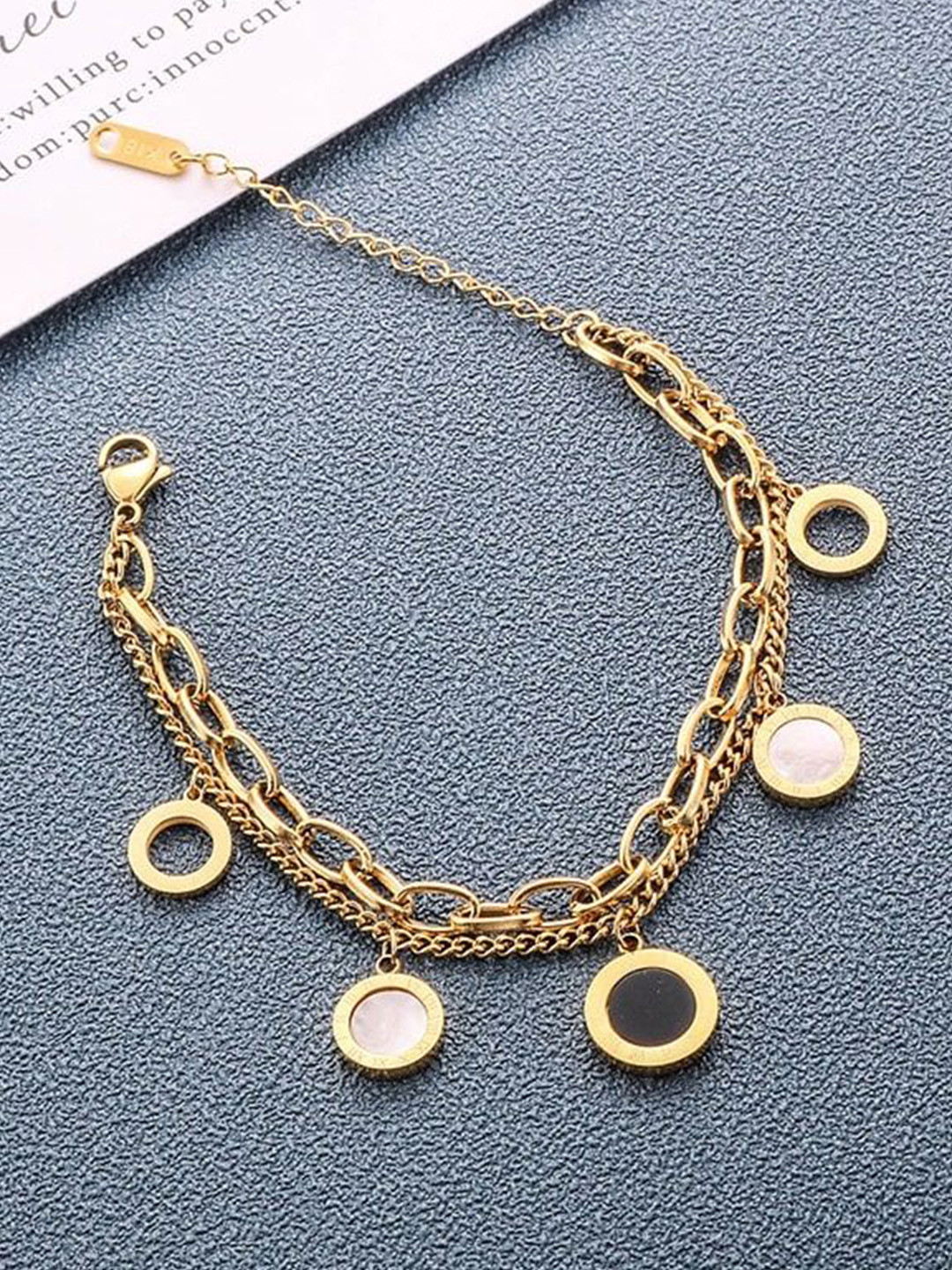 Zabby Allen Roman Stainless Steel Gold-Plated Bracelet With Charms