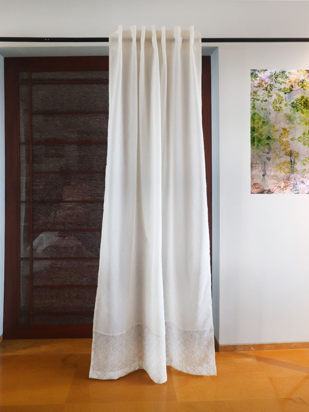 ZEBA Off White 1 Piece Semi Transparent Sheer Door Curtain