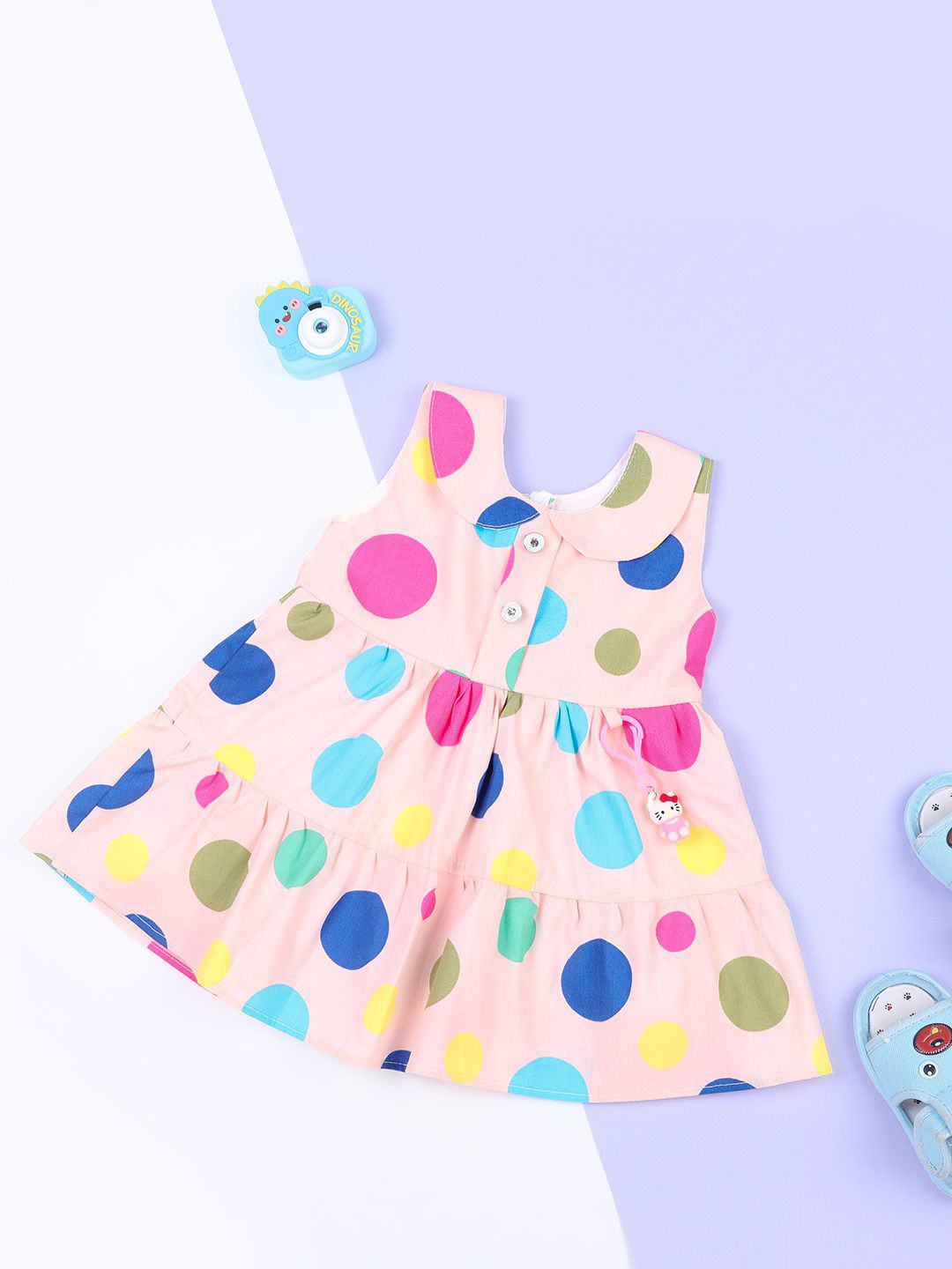 Macwin Girls Polka Dot Print Fit & Flare Cotton Dress