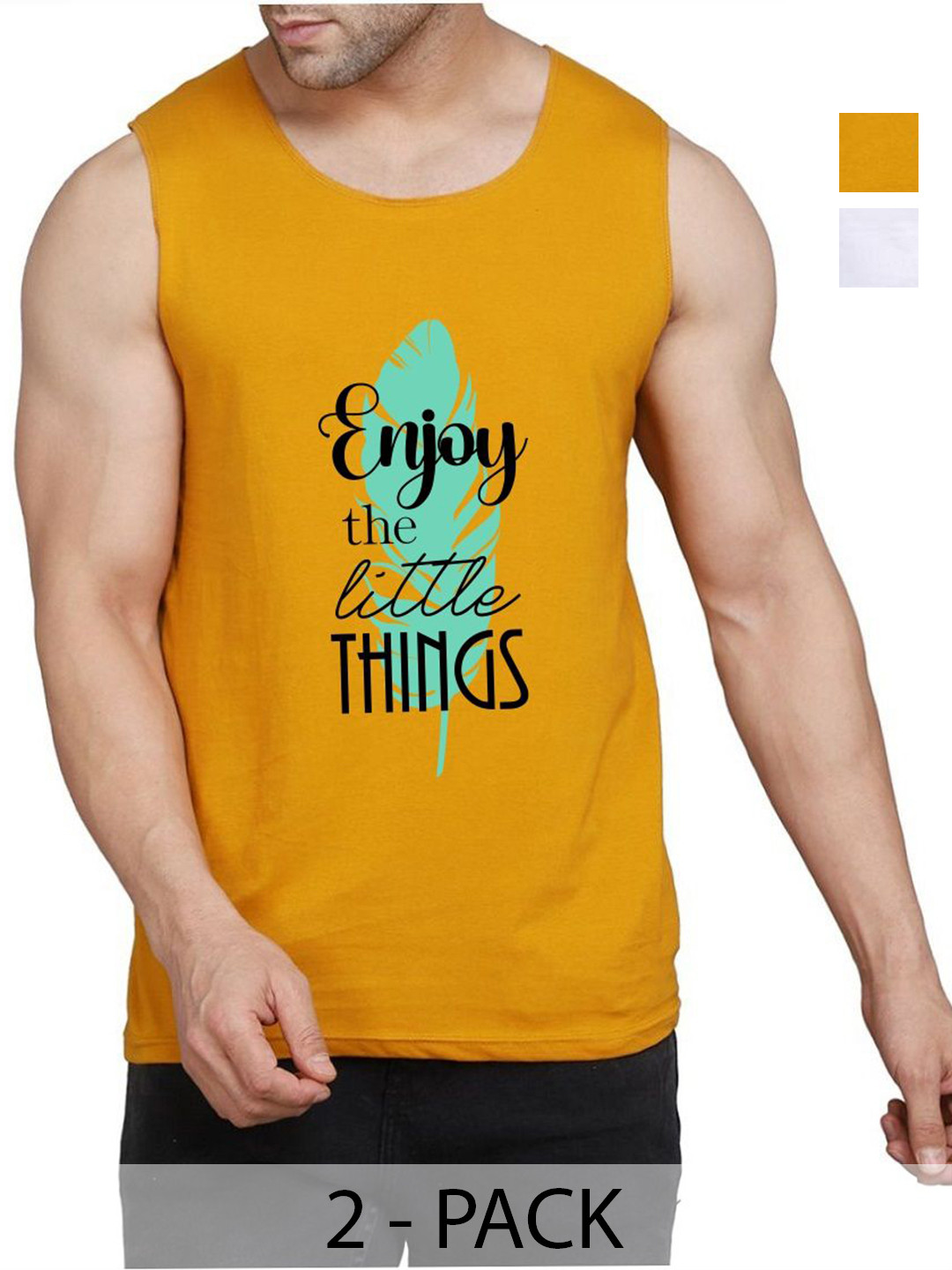 WOOSTRO Men Pack Of 2 Typography Printed Round Neck Cotton Slim Fit T-shirts