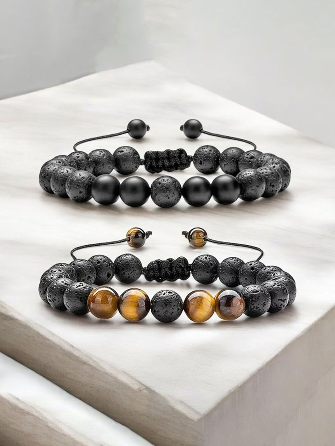 Jewels Galaxy Set of 2 Black Artificial Beaded Bracelets
