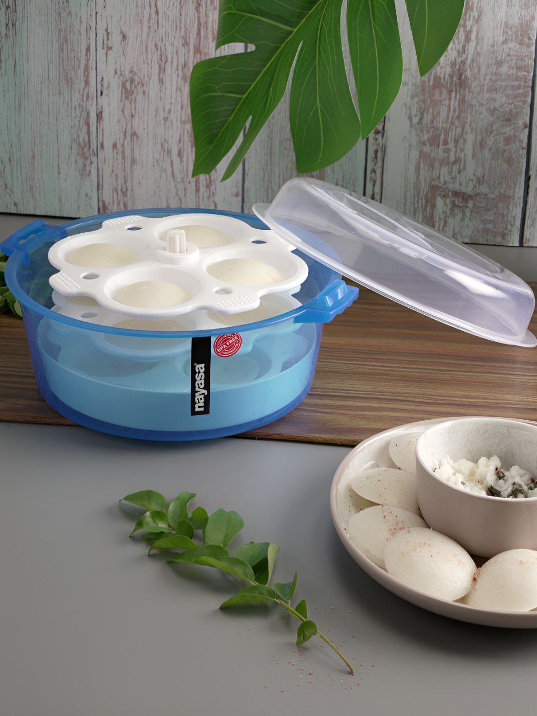 Nayasa Blue Plastic Microwave 4-in-1 Steamer & Idli-Maker