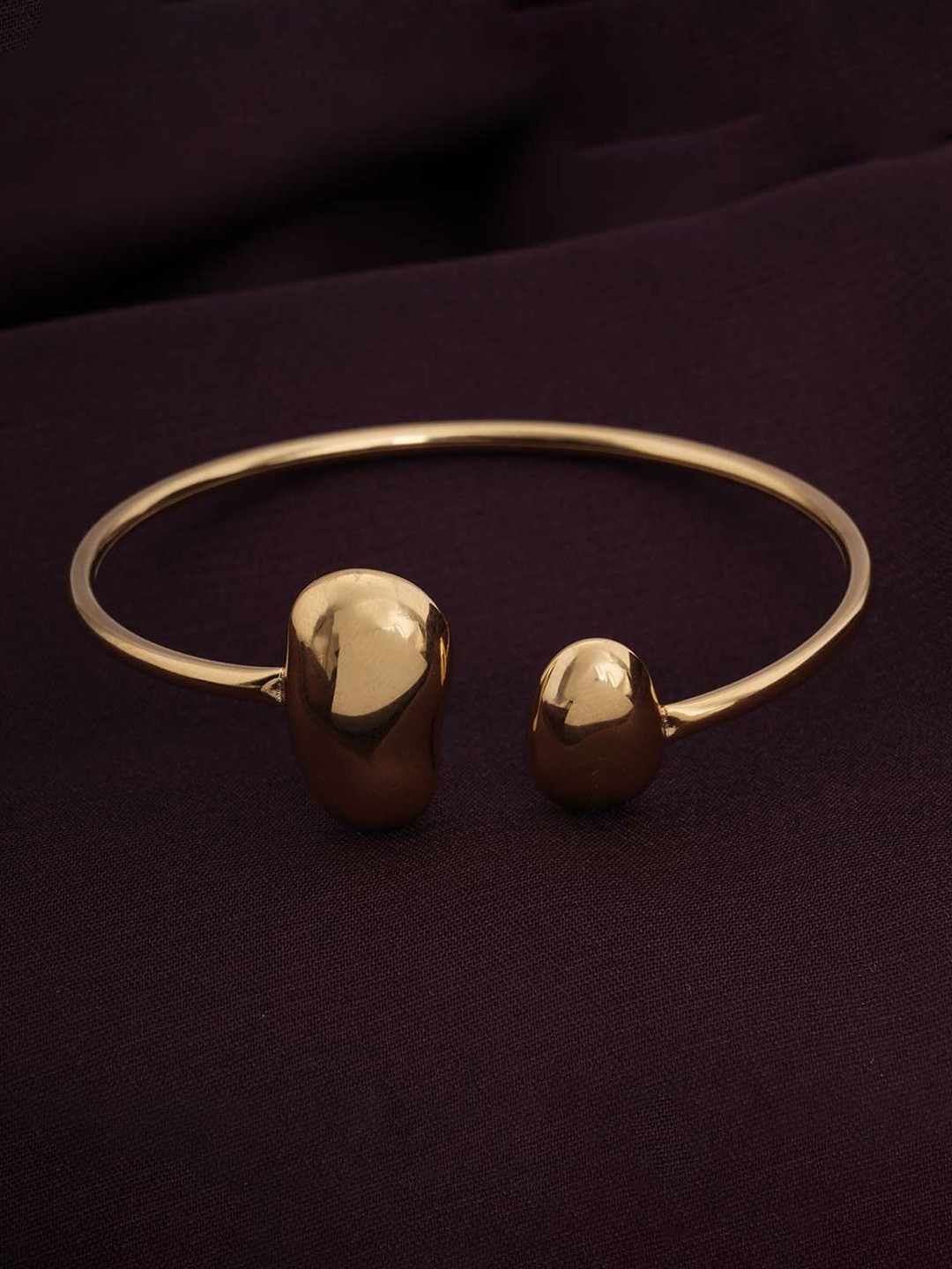 PALMONAS Women Gold-Plated Waterproof & Anti-Tarnish Classy Gold Bean Cuff Bracelet