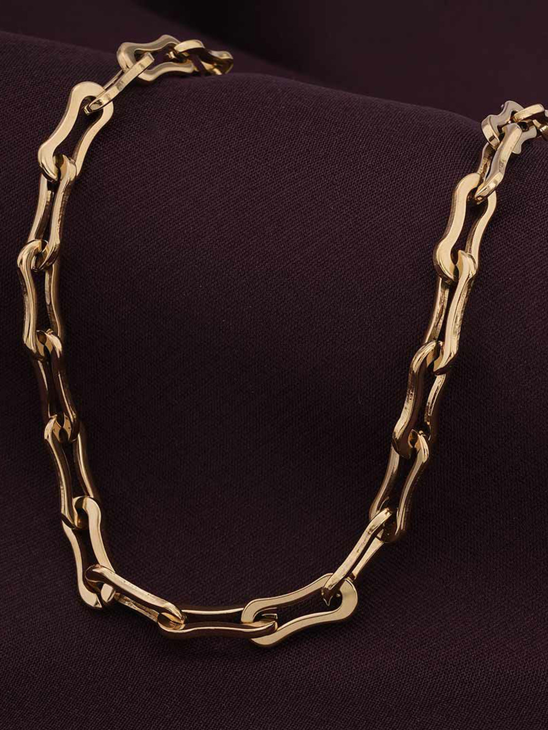 PALMONAS Stainless Steel Gold-Plated Trendy Bone Link Chain