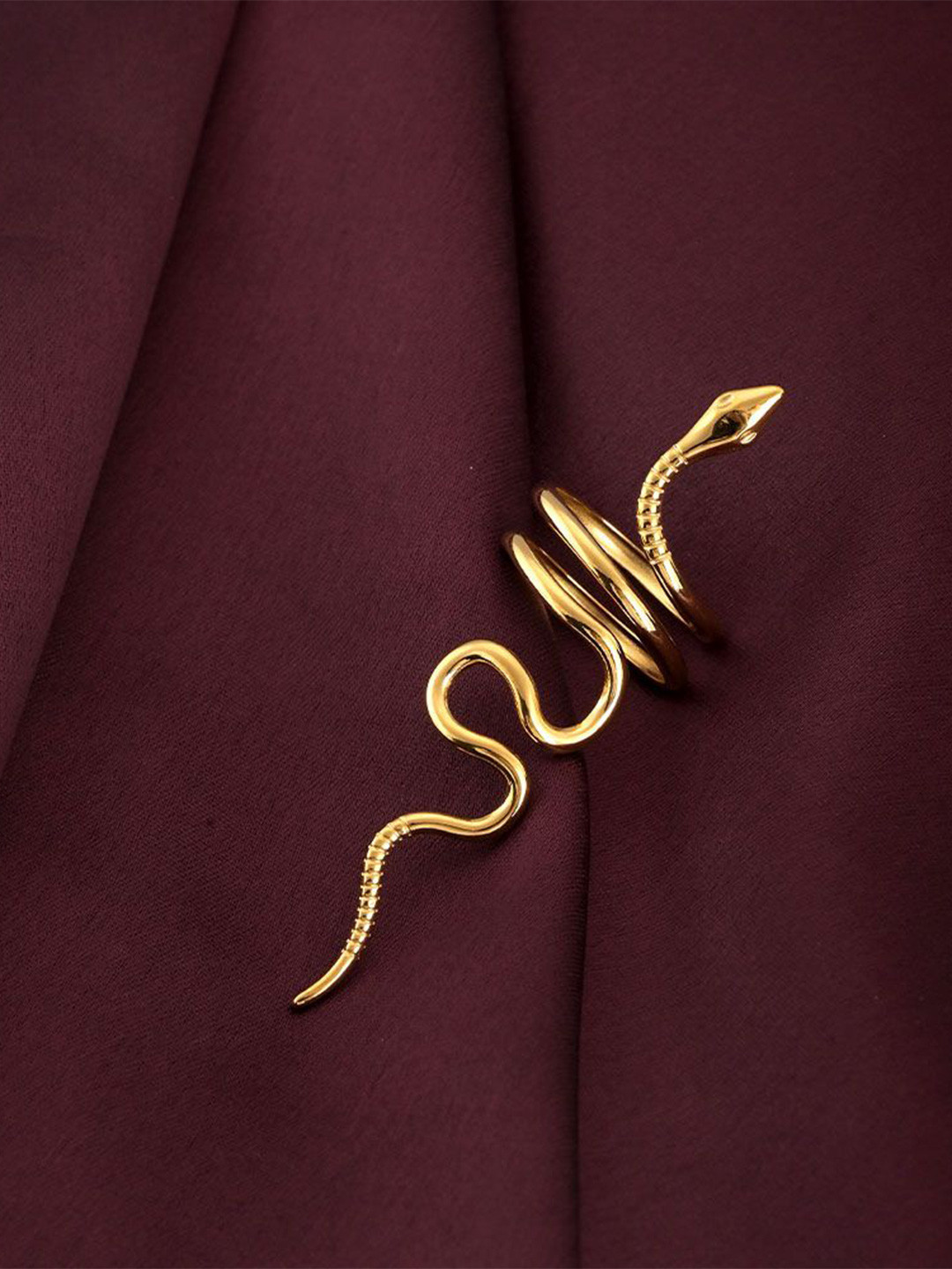 PALMONAS Gold-Plated Stainless Steel Serpent Ring For Womens Waterproof & Anti-Tarnish