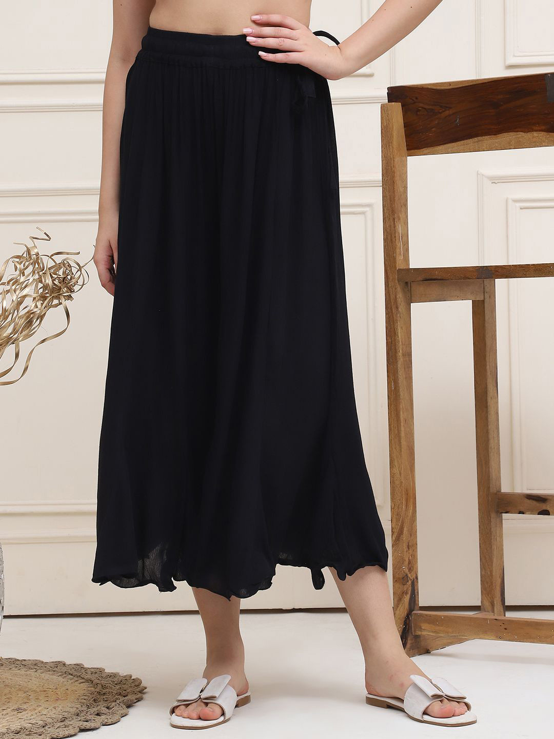 Valles365 by S.C. Women Viscose Rayon Flared Palazzos