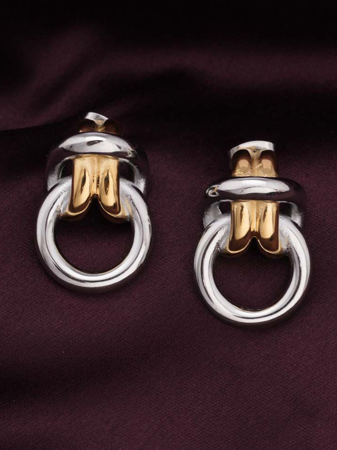 PALMONAS Knotted Gold Plated Oval Waterproof & Anti-Tarnish Studs Earrings