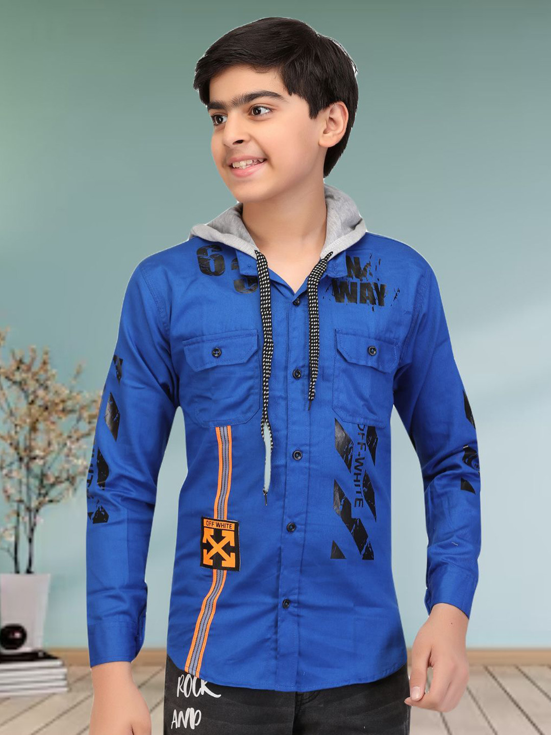 FASHION GRAB Boys Classic Hood Multi Striped Cotton Casual Shirt