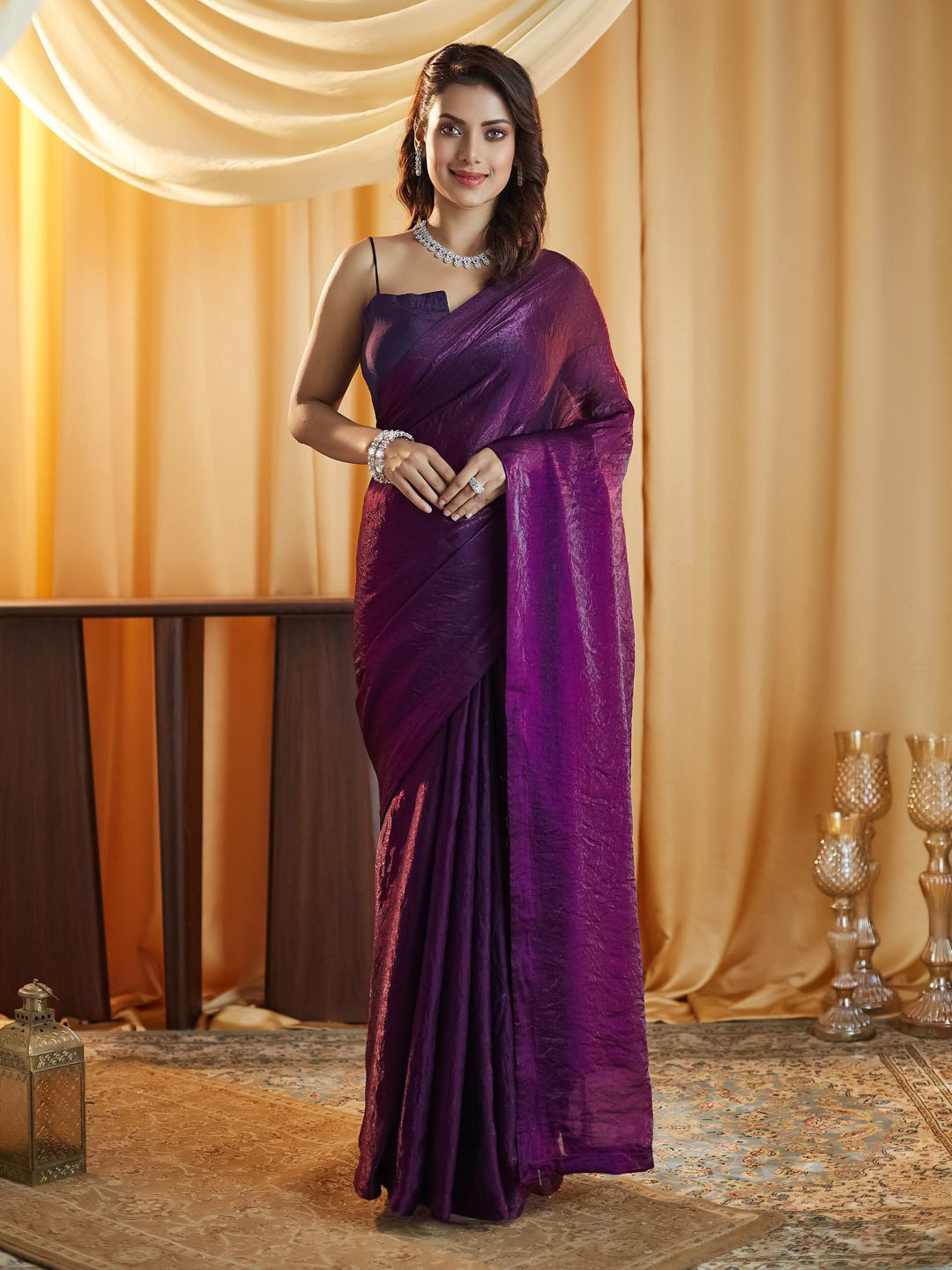 Mitera Women Solid Viscose Rayon Saree