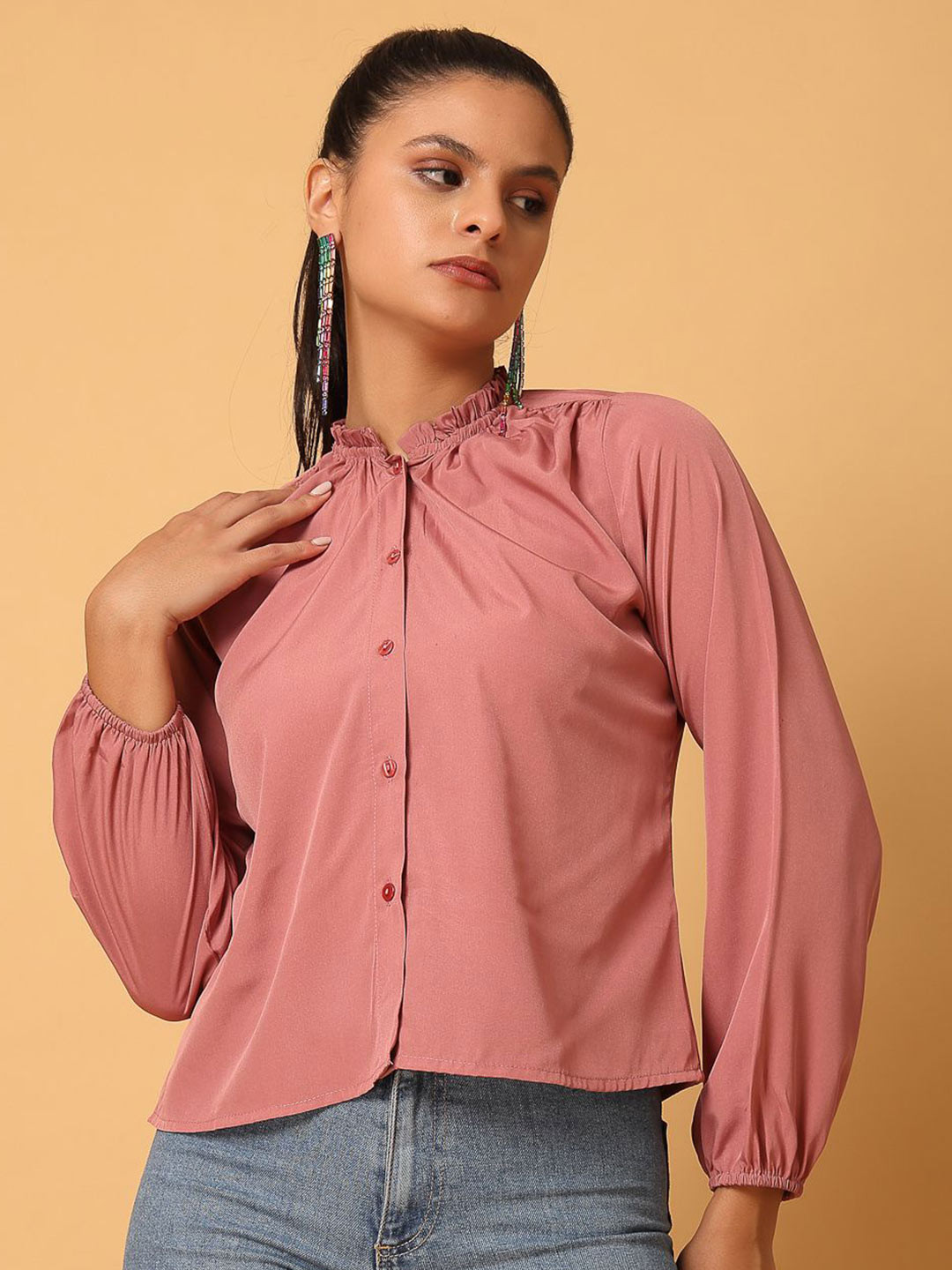 VESTIDO MODAS Women Crepe Shirt Style Top