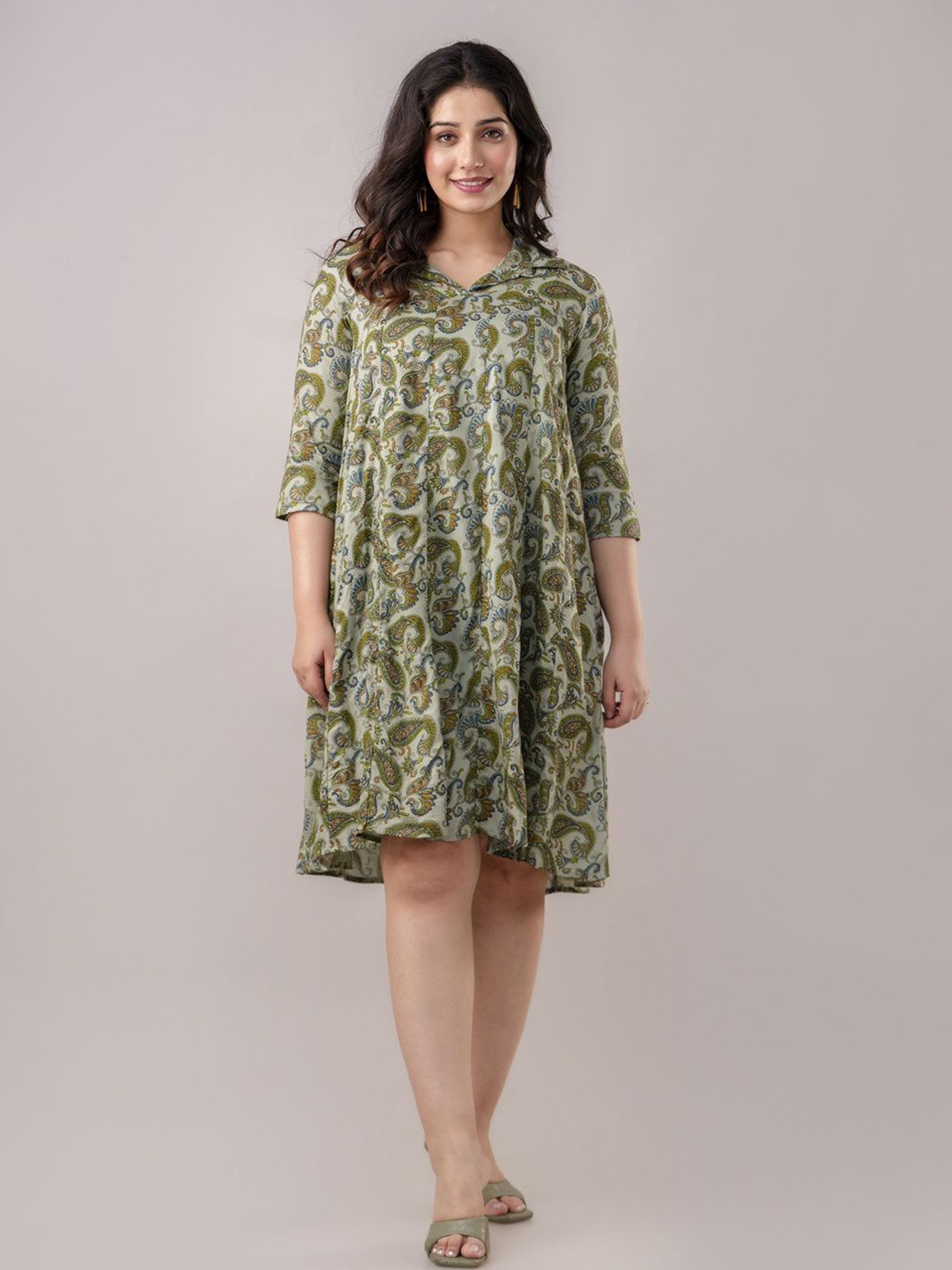Demirner Floral Print Fit & Flare Dress