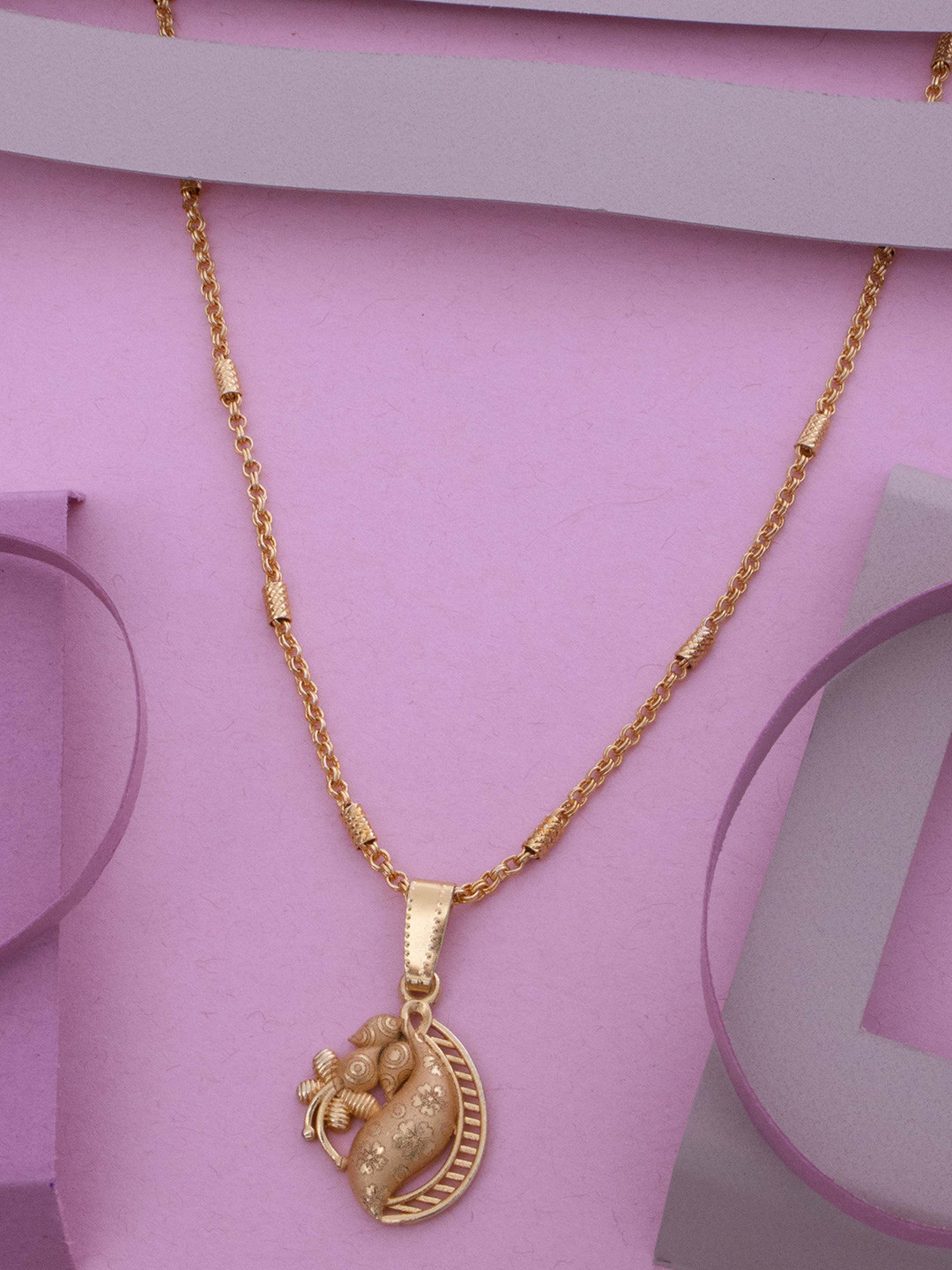 Ramdev Art Fashion Jwellery Gold-Plated Designer Pendant With Chain