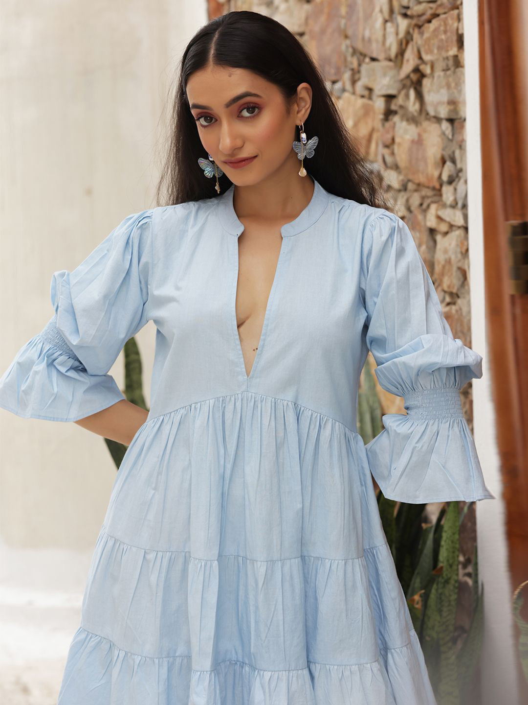 Tasya India Bell Sleeve A-Line Mini Dress