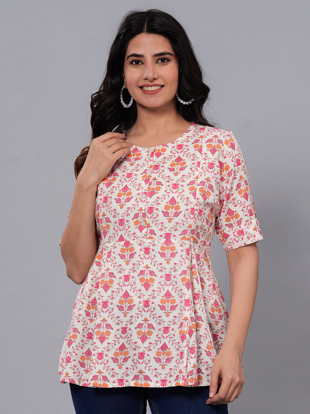 NNAVDHA Women Floral Printed Maternity A-Line Top