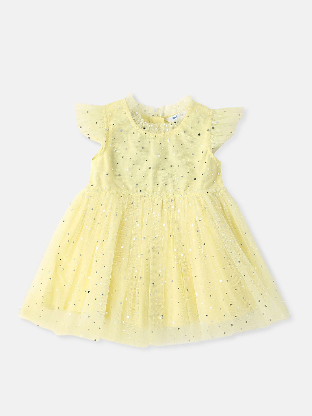 Nauti Nati Girls Shimmery Party Frock With Ruffle Sleeves