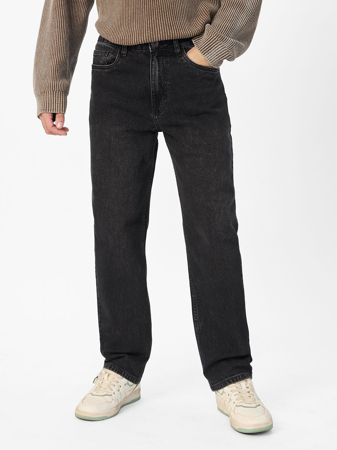 The Souled Store Men Midnight Black Straight Fit Denim Jeans