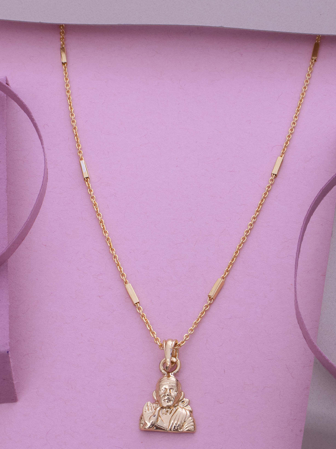 Ramdev Art Fashion Jwellery Gold-Plated Lord Sai Baba Pendant With Chain