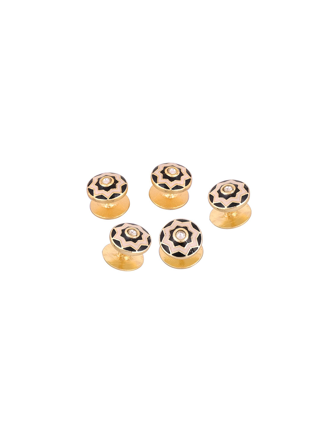 House of Pataudi Set Of 5 Gold-Plated Stone Studded Kurta Button