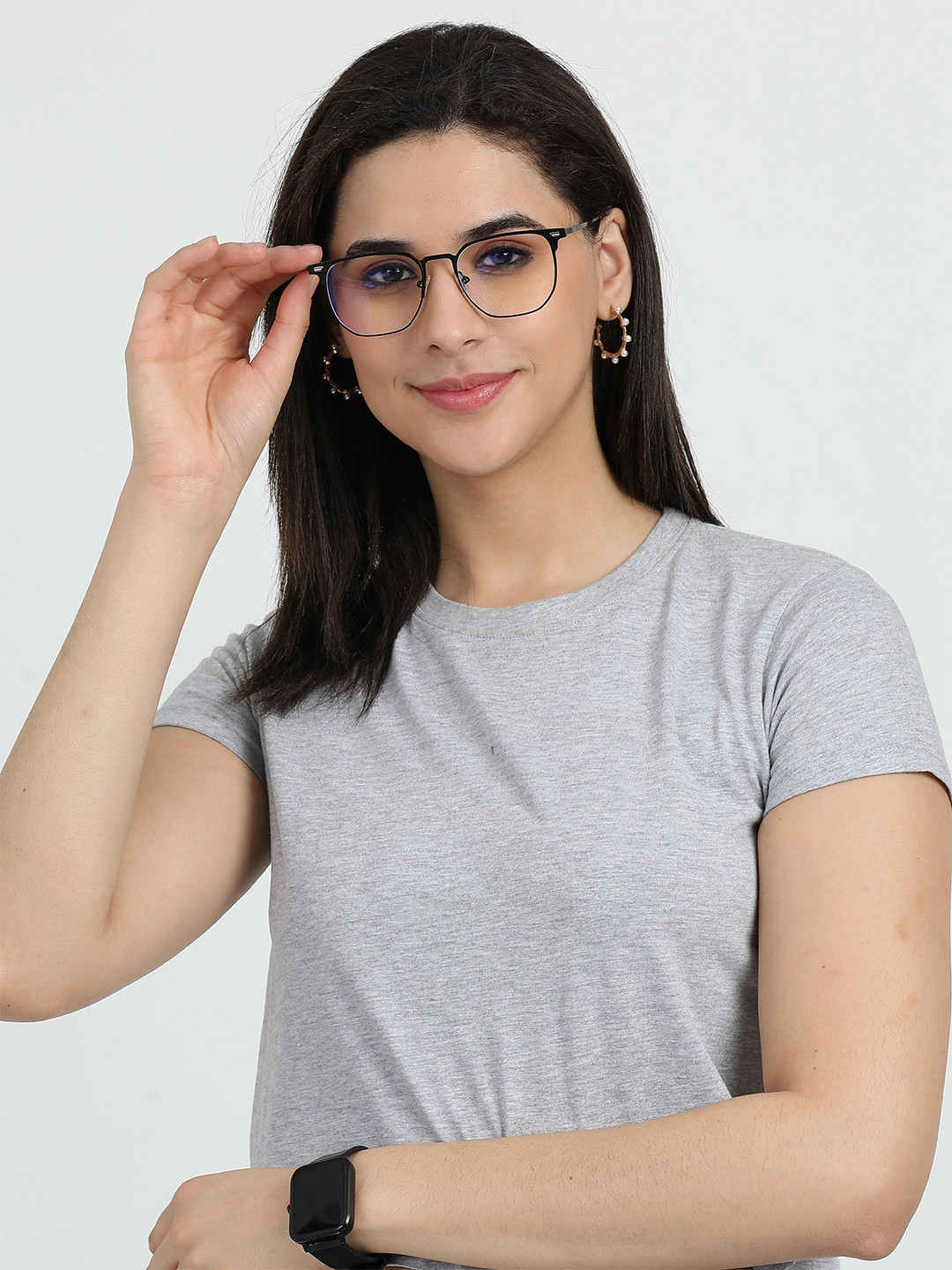 HASHTAG EYEWEAR Women Full Rim Clip on Square Frame With Blue-Cut Lens - 57031