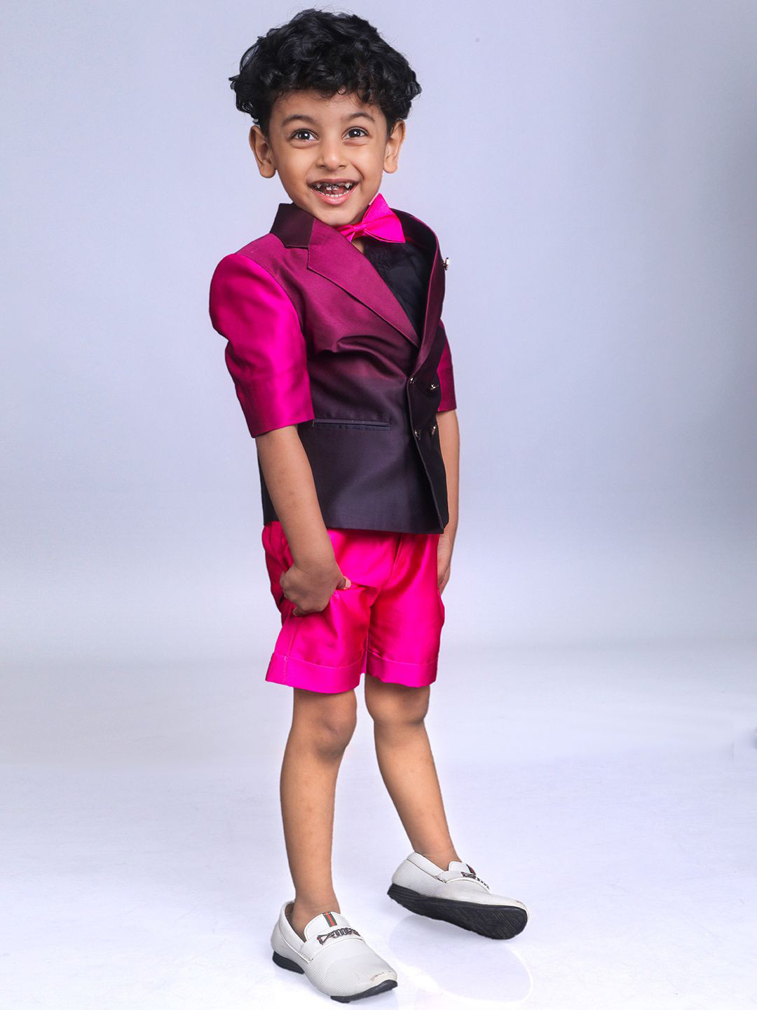 BAYA COUTURE Boys Ombre Half Blazer Set With Bow Tie