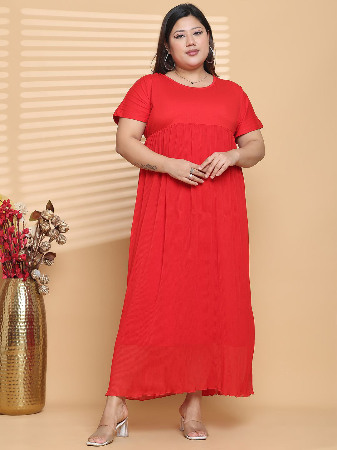 theRebelinme Plus Size Heat Set Maxi Dress