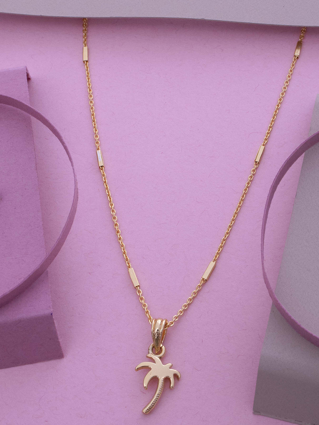 Ramdev Art Fashion Jwellery Gold-Plated Tree-Shaped Pendant With Chain