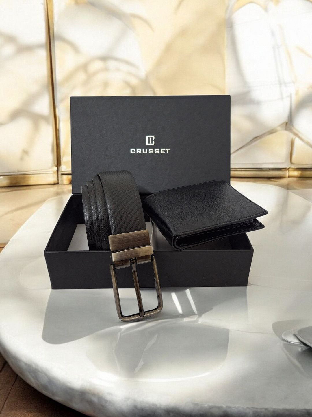CRUSSET Men Stylish Belt & Wallet Gift Set