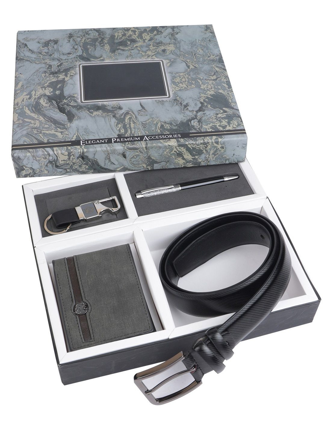 SAZARA Men Accessory Belt Wallet Keychain and Pen Gift Set