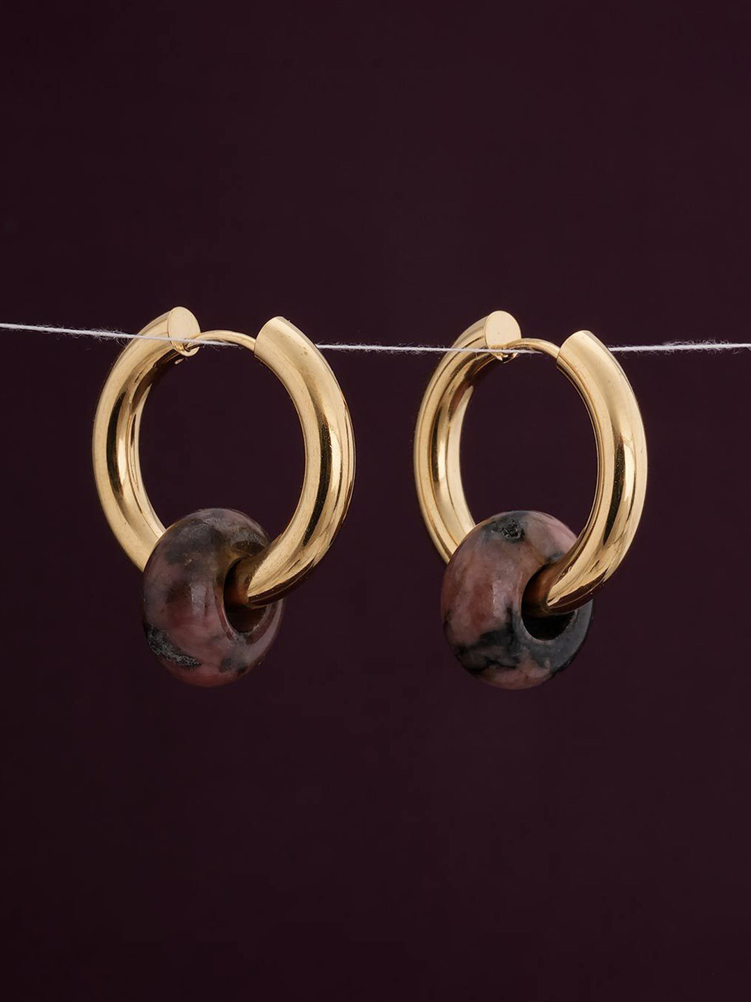 PALMONAS Acrylic Gold Plated Geometric Waterproof & Anti-Tarnish Drop Earrings