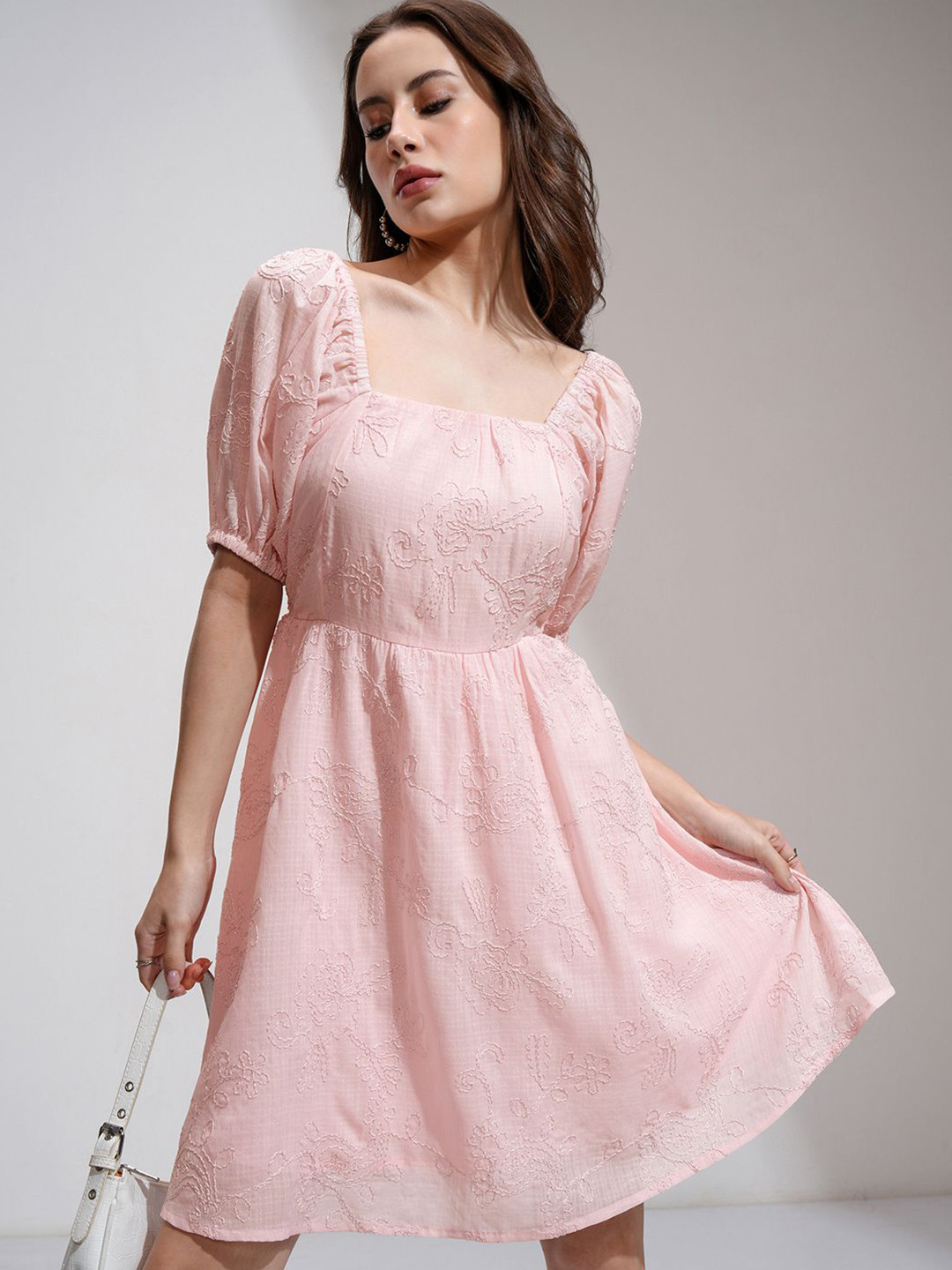 Tokyo Talkies Women Dori Emboidered Floral Mini Dress