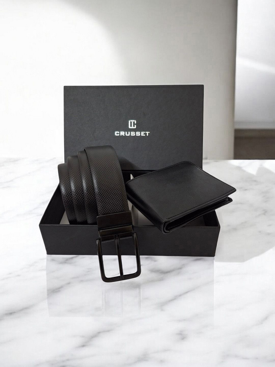CRUSSET Men Stylish Belt & Wallet  Accessory Gift Set