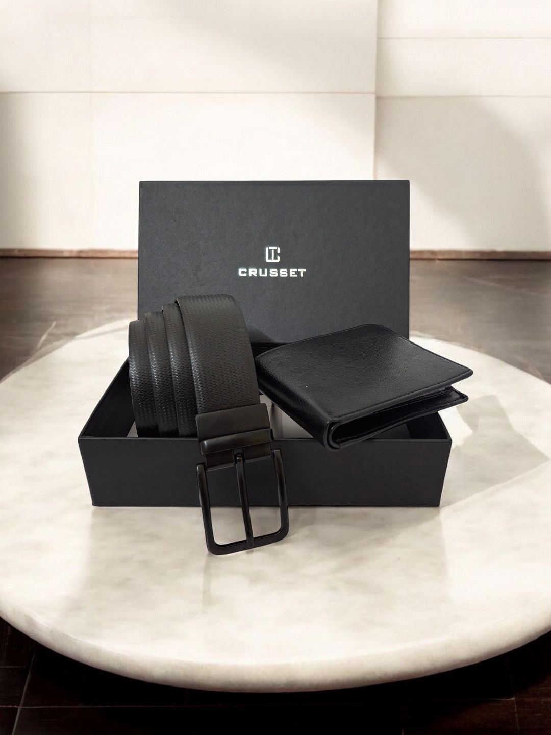 CRUSSET Men Accessory Gift Set Of Formal Wallet and Belt