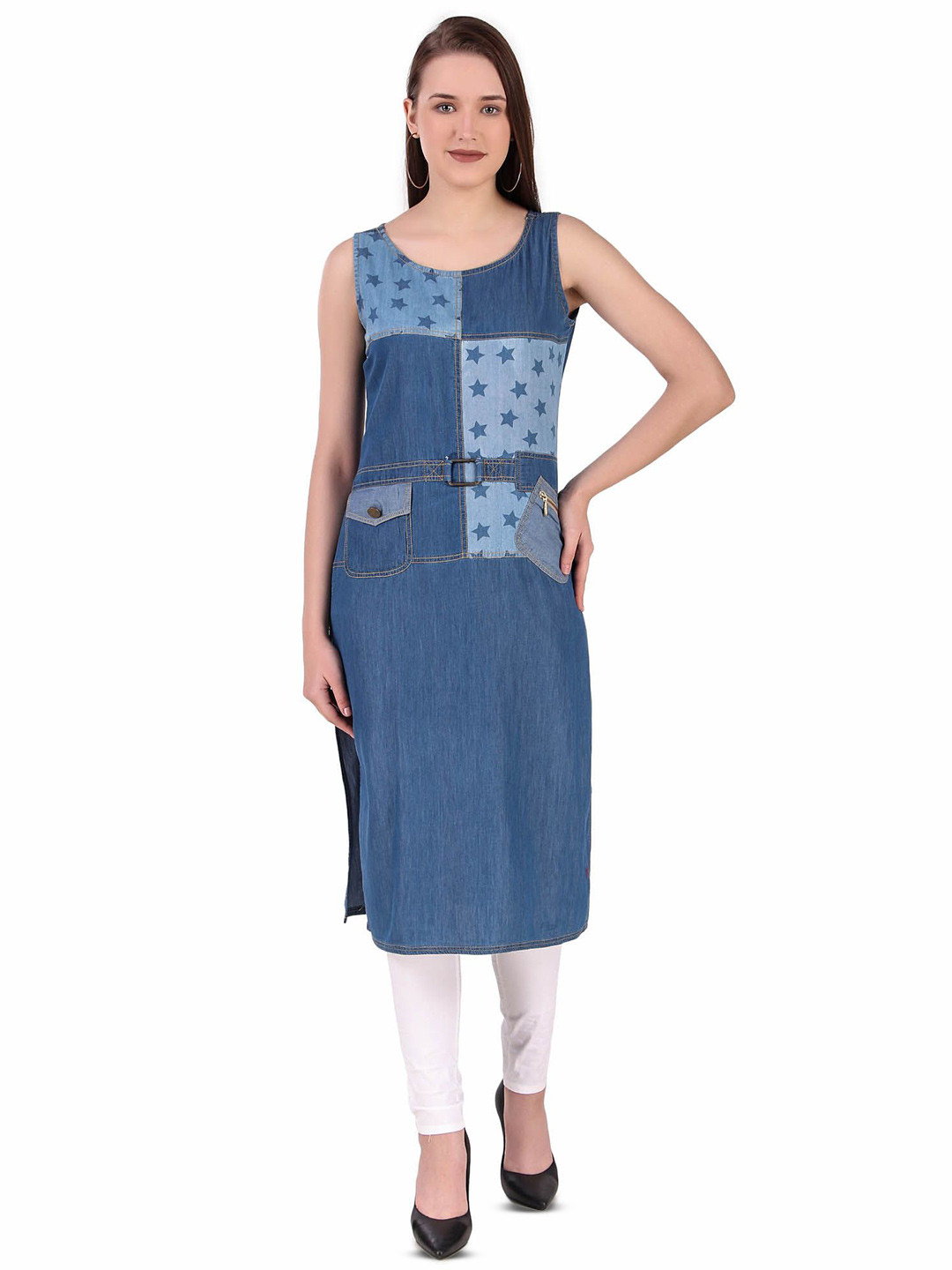 Pose india Sleeveless Cotton Straight Kurta