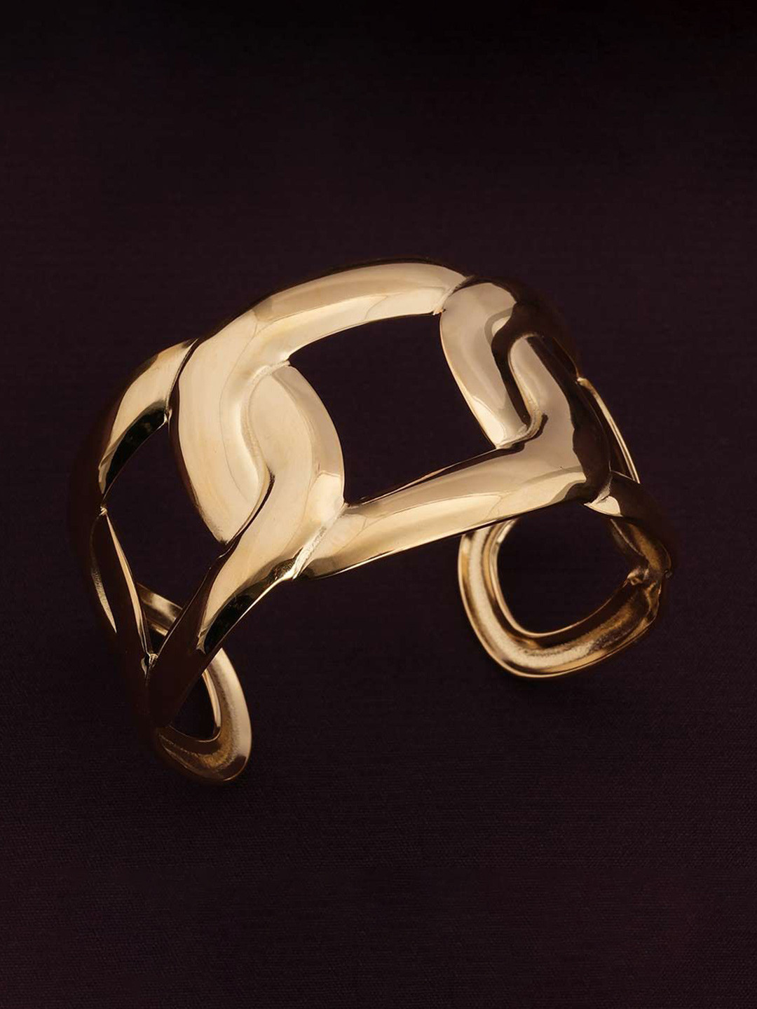 PALMONAS Women Gold-Plated Waterproof & Anti-Tarnish Link Hoops Cuff Bracelet