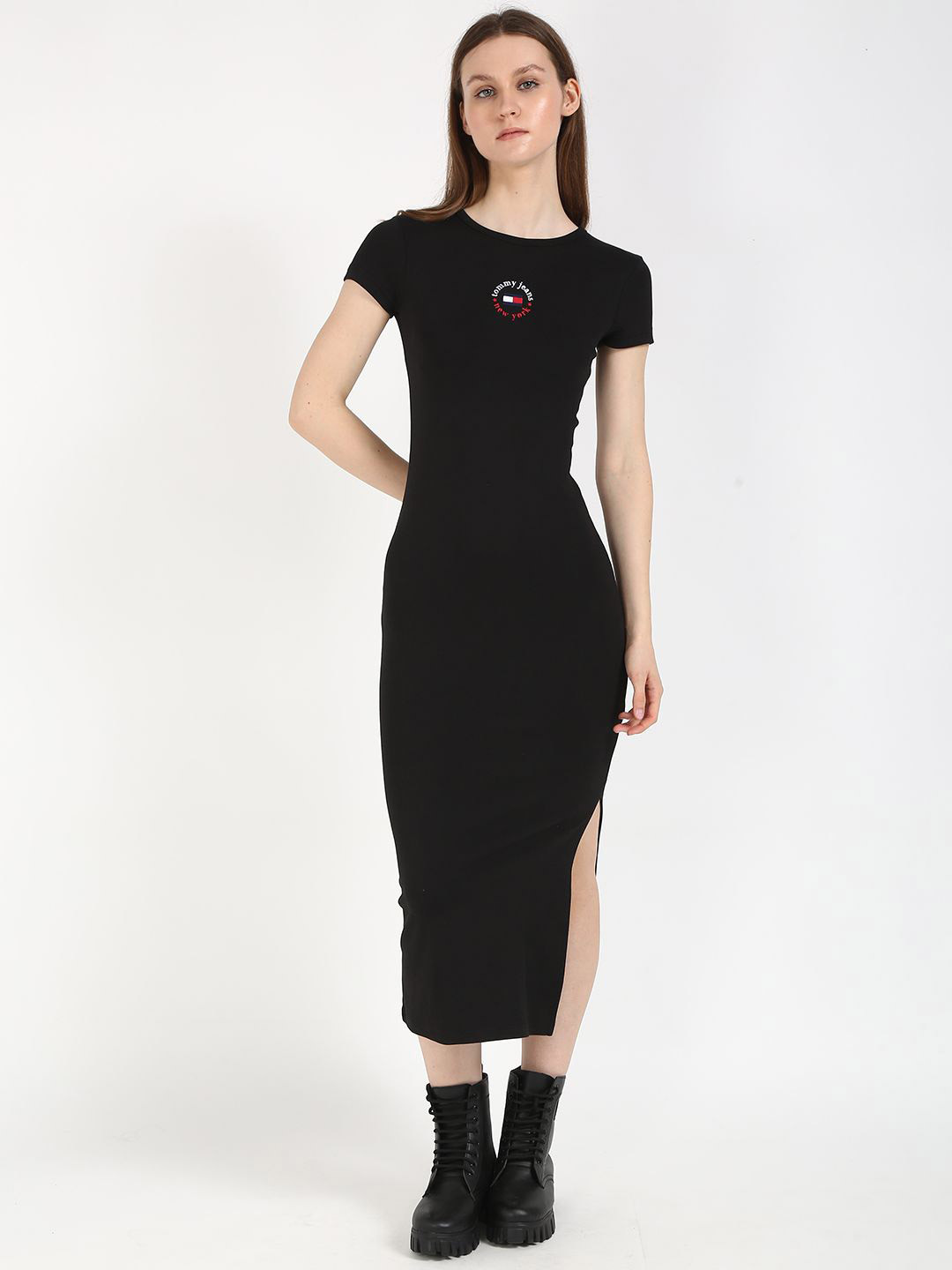 Tommy Hilfiger Brand Logo Slits Bodycon Dress