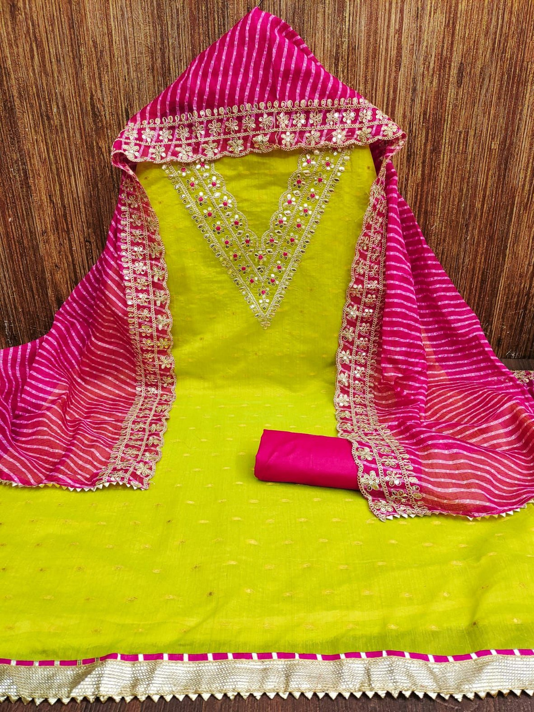 KALINI Ethnic Motifs Woven Design Thread Work Modal Buti Unstitched Dress Material