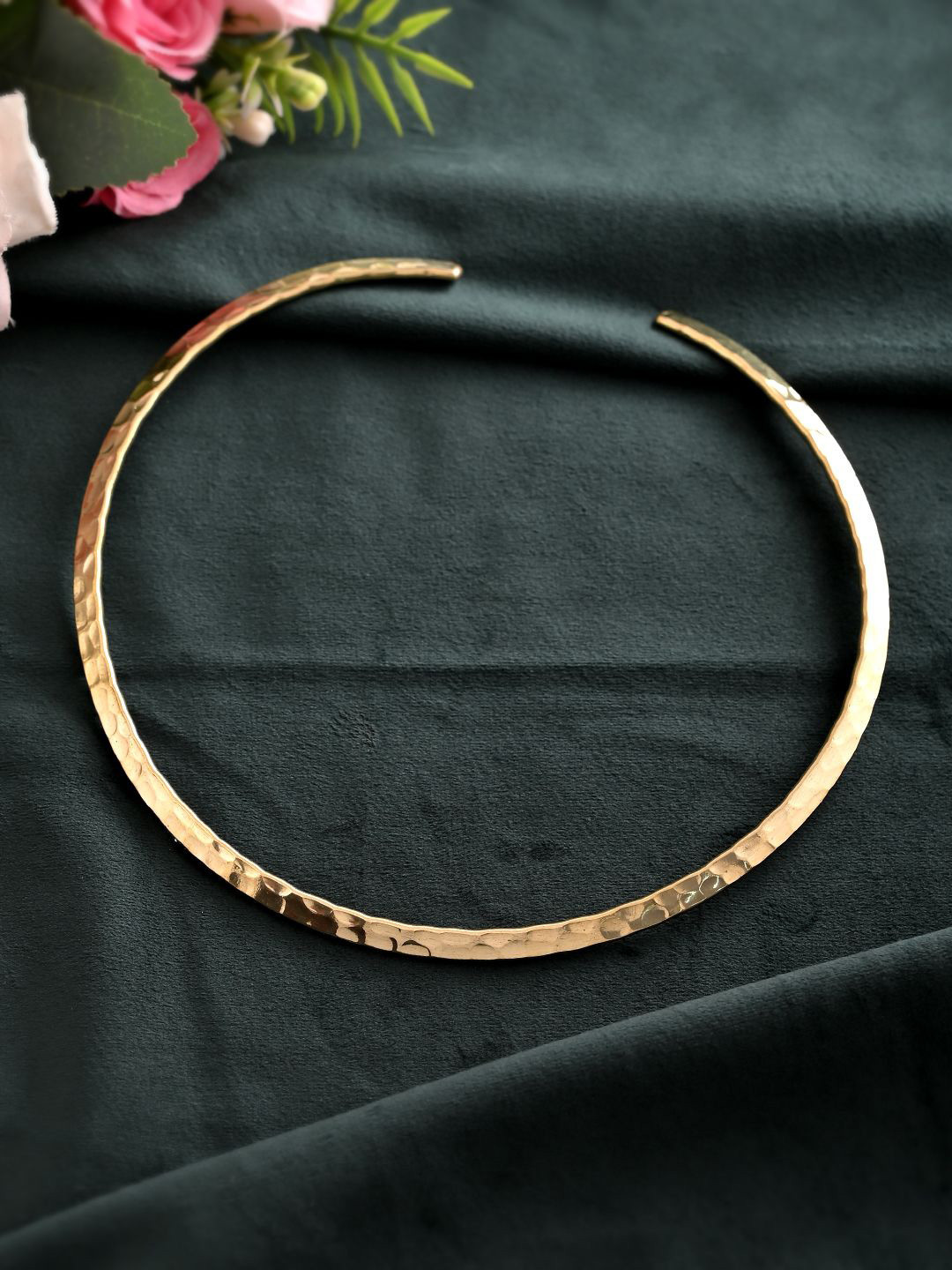 Silvermerc Designs Gold-Plated Hammered Open Choker Necklace